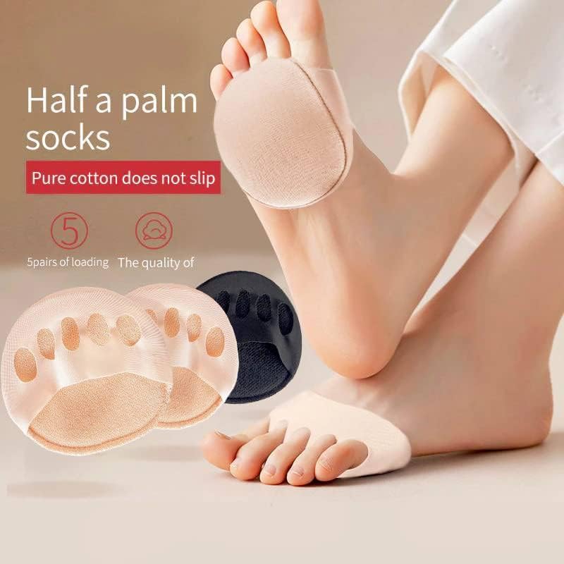 Prishva® Women's Forefoot Pads for High Heels - Non-Slip Toe Socks, Reusable Ball of Foot Cushions with Honeycomb Fabric, Metatarsal Pads & Invisible Forefoot Socks for All-Day Comfort - Perfect for Work, Parties and Special Occasions
