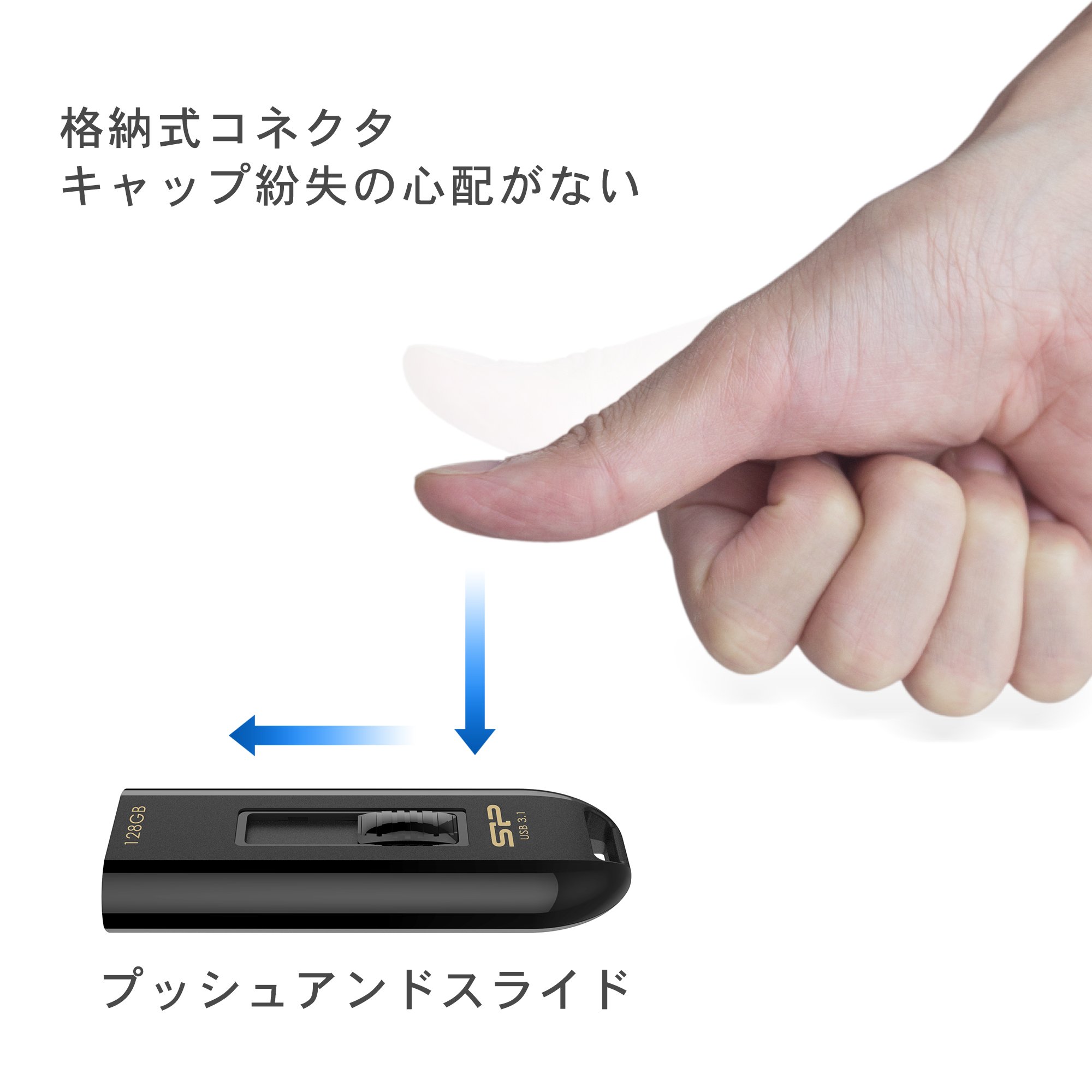 128GB USB 3.1 Flash Drive with Sliding Design - High Speed Data Transfer for PC, Laptop, Mac - Perfect for Work, School, and File Backup (Black, SP128GBUF3B21V1K)