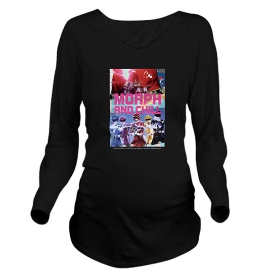 Power Ranger Women's Long Sleeve Maternity T-Shirt - Comfortable Superhero Pregnancy Tee for Moms-to-Be | Perfect for Casual Wear, Baby Showers & Superhero-Themed Events