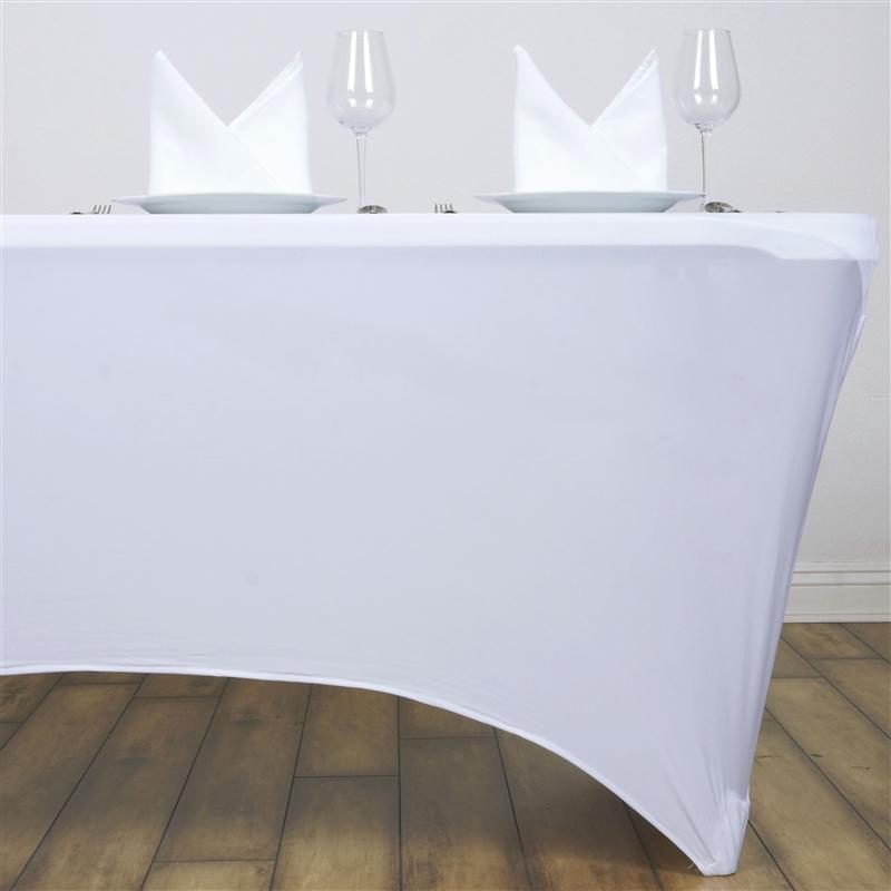 4 ft Rectangular Fitted Spandex Tablecloth - Stretchable Washable Table Cover for Parties, Weddings & Events - Perfect for Banquet, Dining & Home Decor