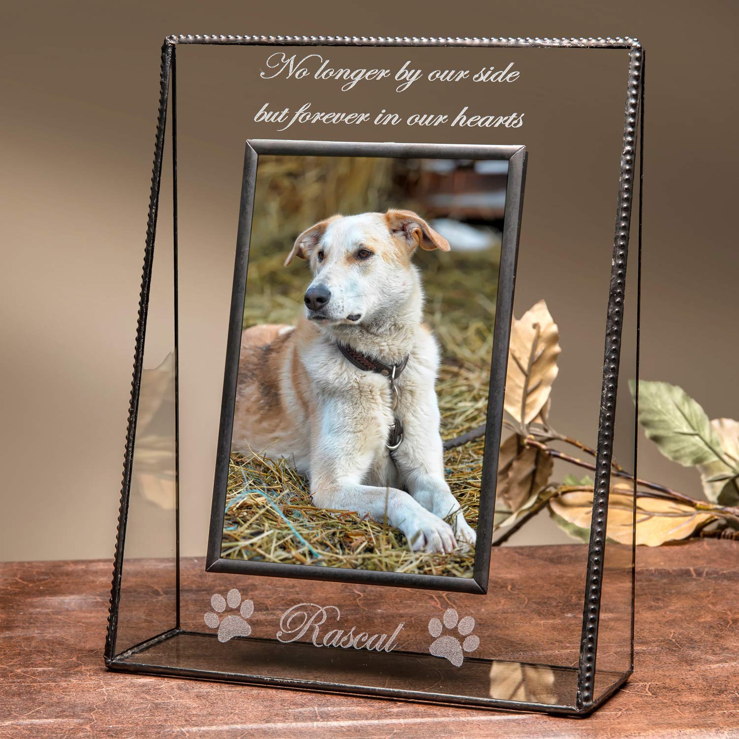 Personalized Dog Memorial Photo Frame - Engraved Glass 4x6 Vertical for Pet Lovers - Perfect for Home Decor & Gifts