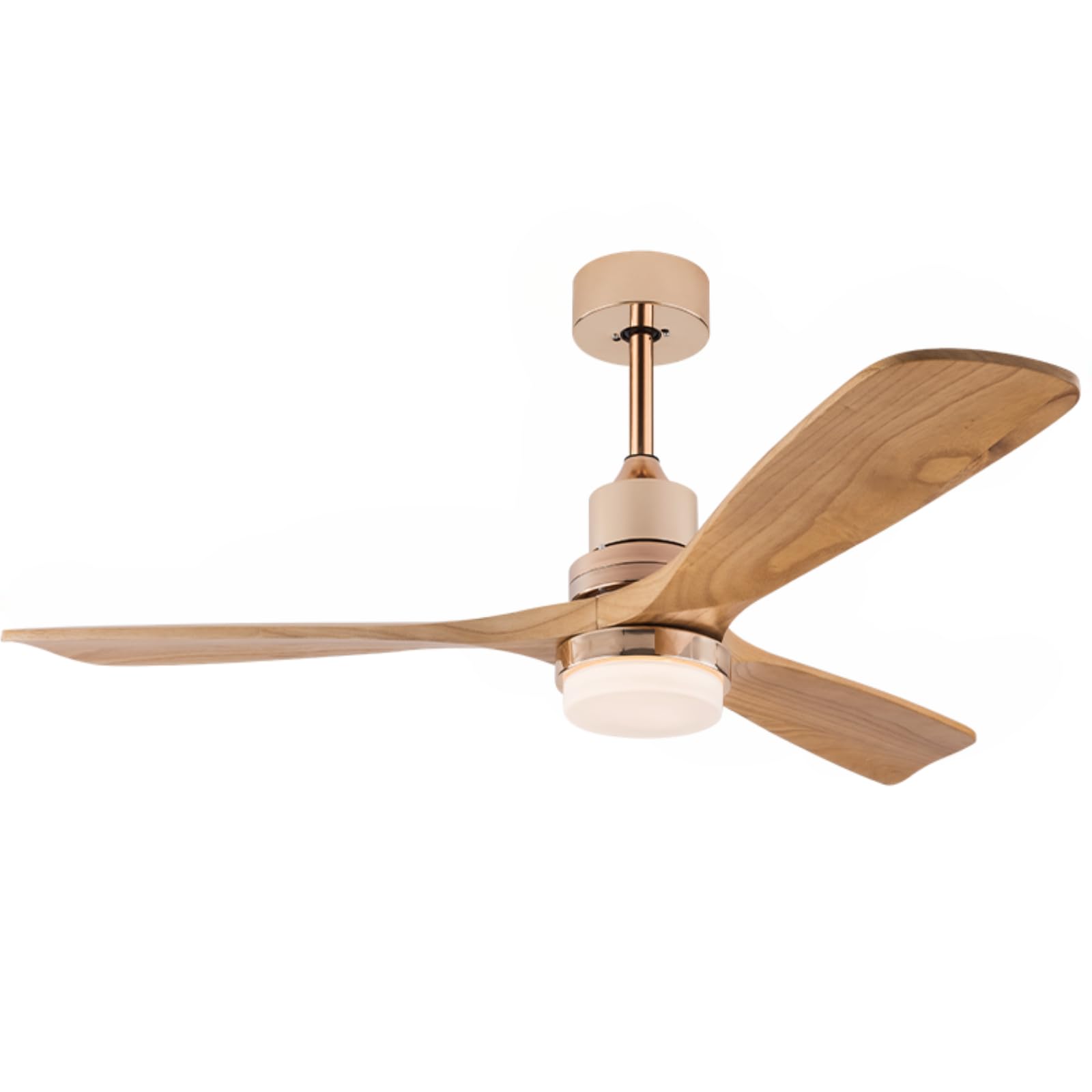 Vintage 42 Inch Wood Ceiling Fan with Lights - 3 Log Blades, Noiseless DC Motor, 6 Speed Settings, 3 Color LED, Remote Control - Perfect for Living Room, Dining Room, Bedroom, and Patio Use
