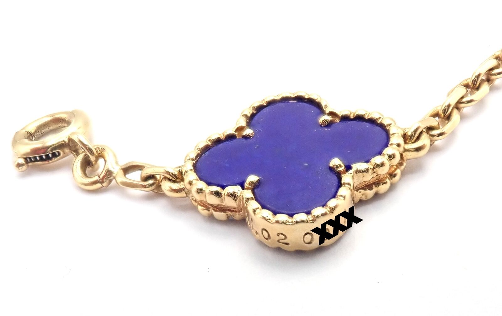 Authentic Van Cleef & Arpels 18k Gold 5 Motif Alhambra Bracelet with Lapis Lazuli - Luxury Jewelry Gift for Women, Perfect for Weddings & Special Occasions