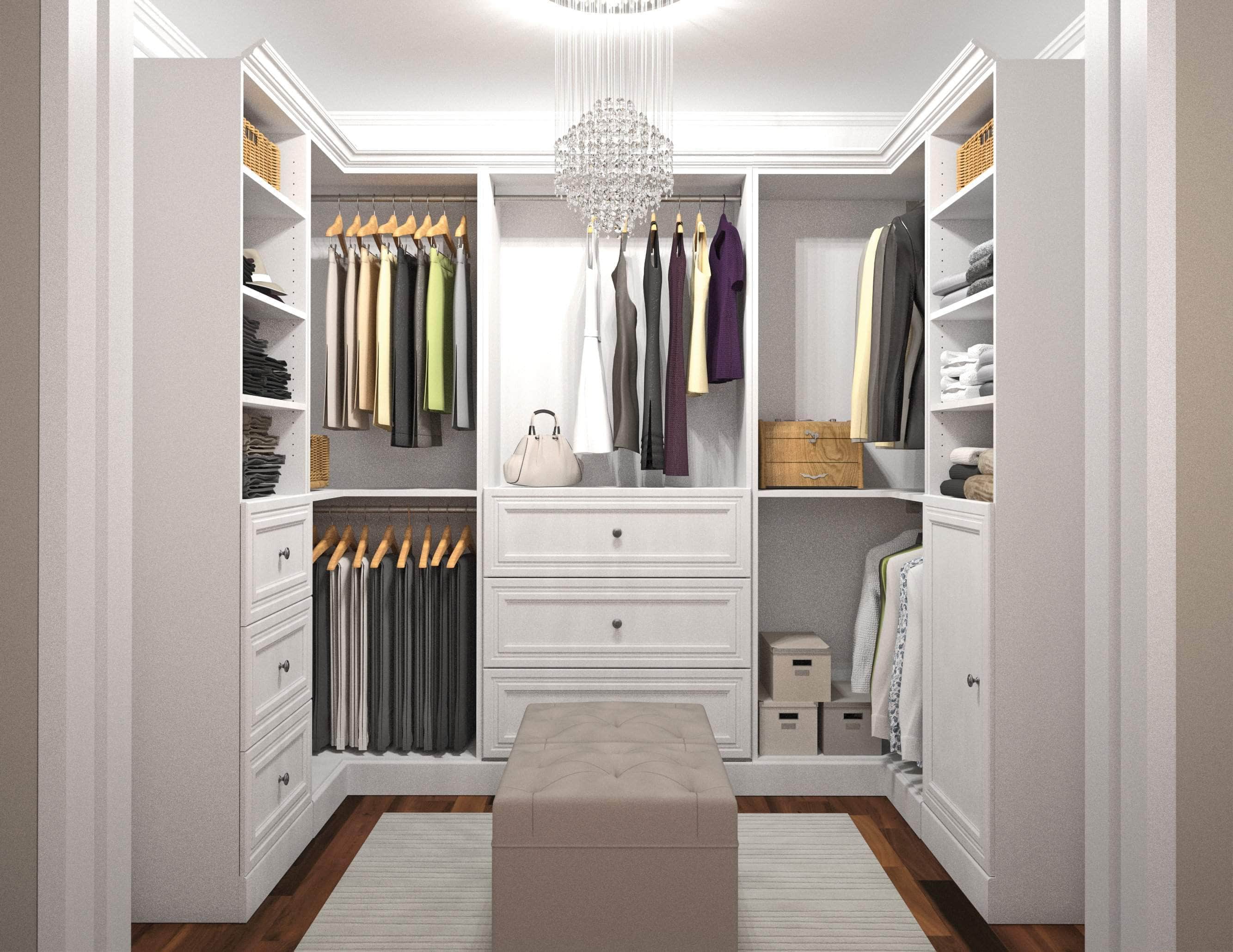 Versatile U-Shaped Walk-In Closet Organizer in White - Perfect for Bedroom, Dorm & Apartment Storage Solutions