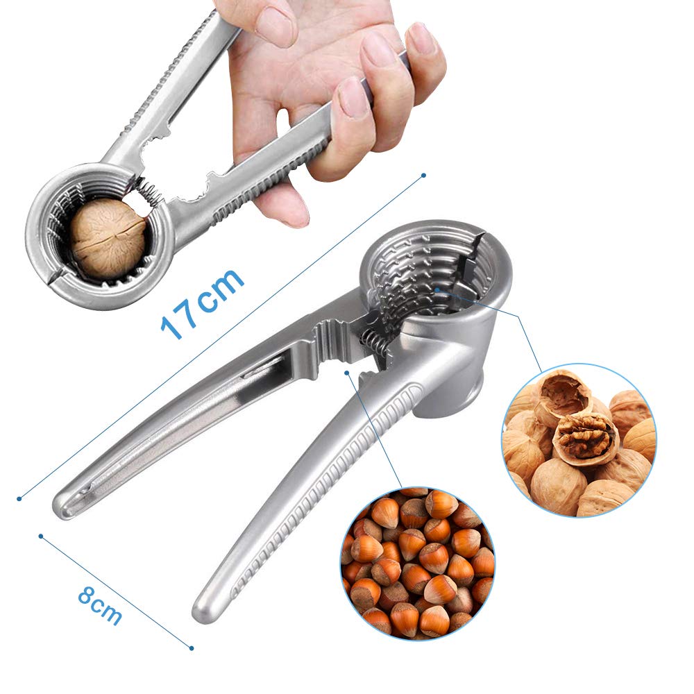 Premium Nut Cracker Set for Walnuts, Pecans, Hazelnuts & Brazil Nuts - Heavy Duty Stainless Steel Nut Opener Tool with Ergonomic Handle - Perfect for Kitchen, Camping & Holiday Gatherings