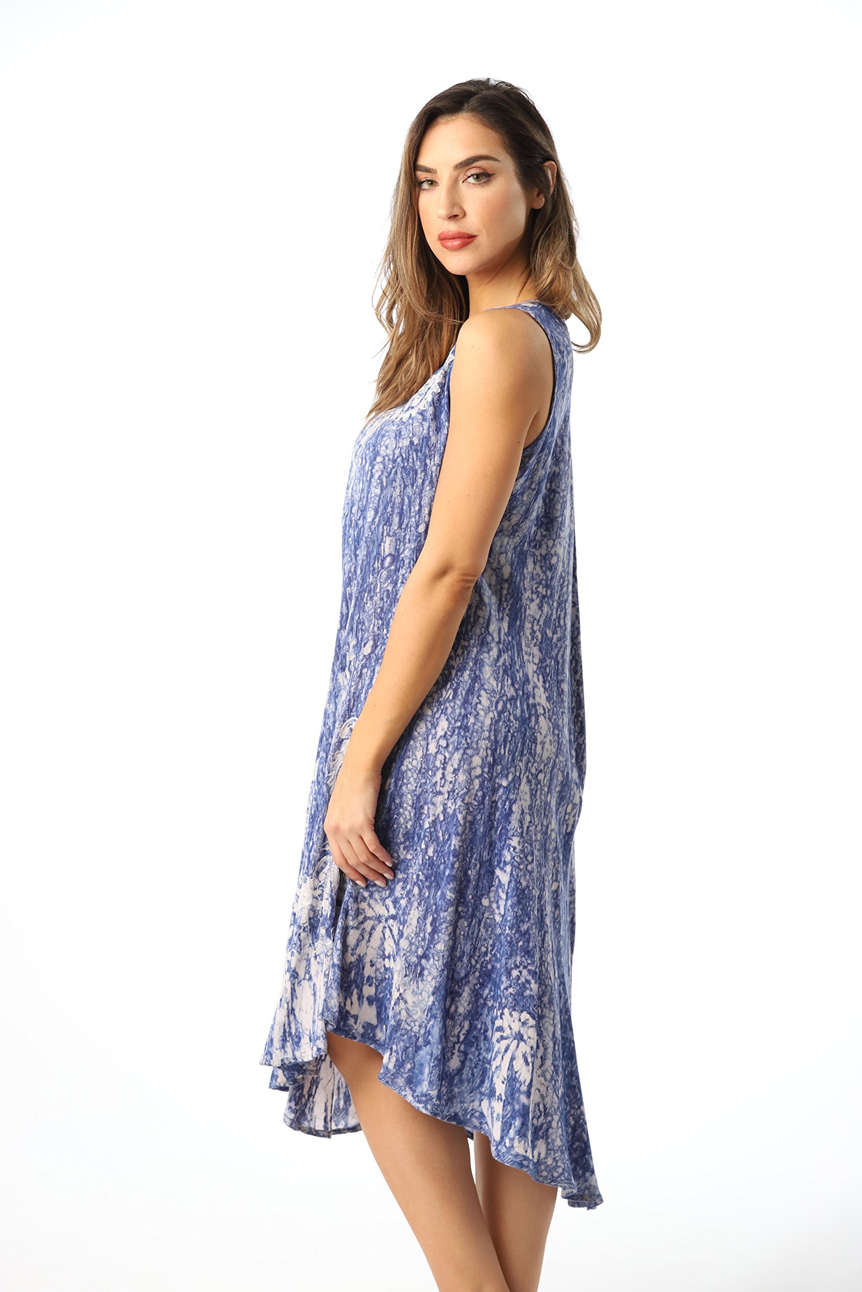 Riviera Sun Batik Marble Tie Dye Summer Dress - Flowy Beach Cover Up for Women, Boho Chic Swimwear Coverup, Perfect for Pool Parties & Tropical Vacations