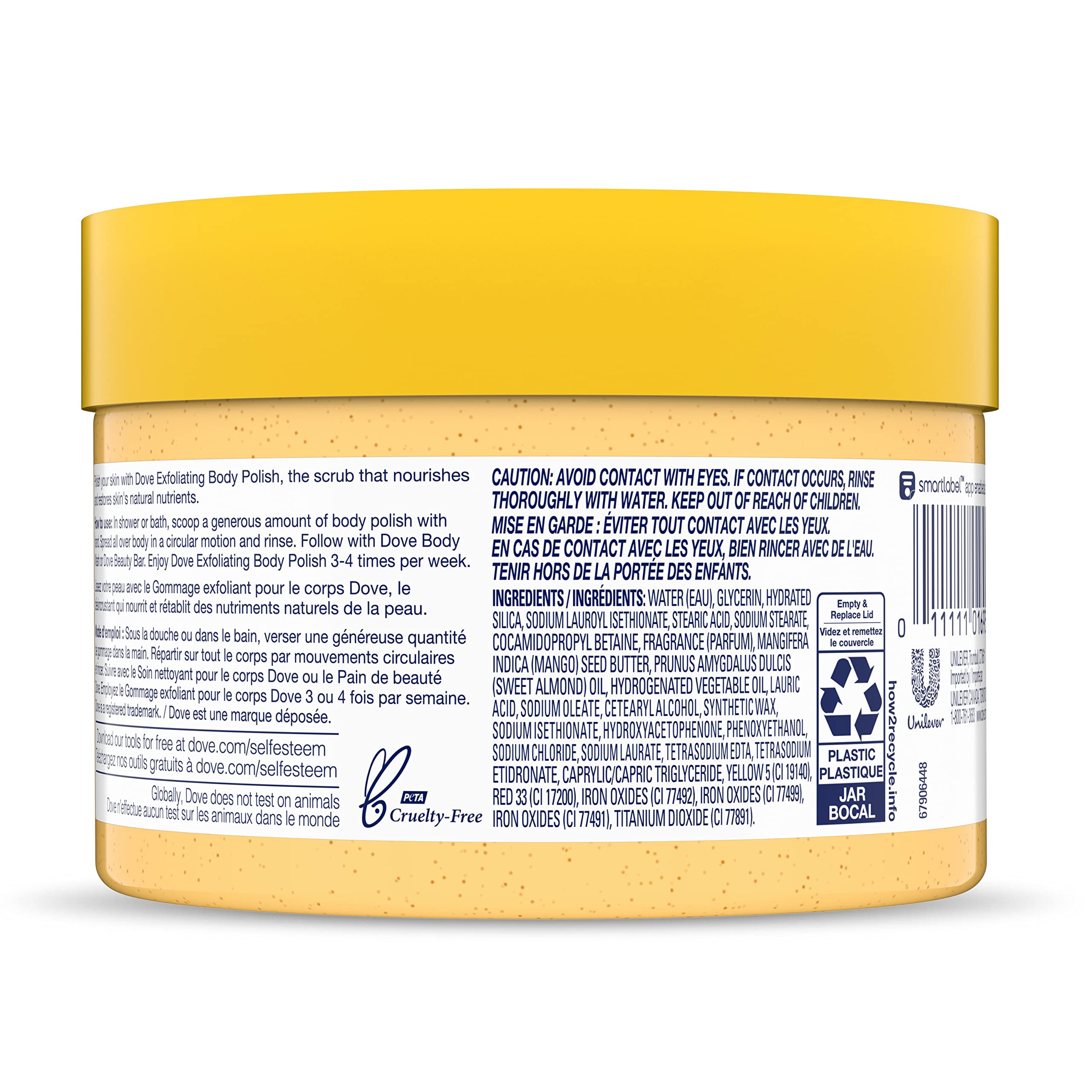 Dove Exfoliating Body Scrub with Crushed Almond & Mango Butter - 10.5 oz (4 Pack) - Gentle Exfoliator for Dry Skin - Reveals Healthy Glowing Skin - Perfect for Shower, Spa & Self-Care Routine