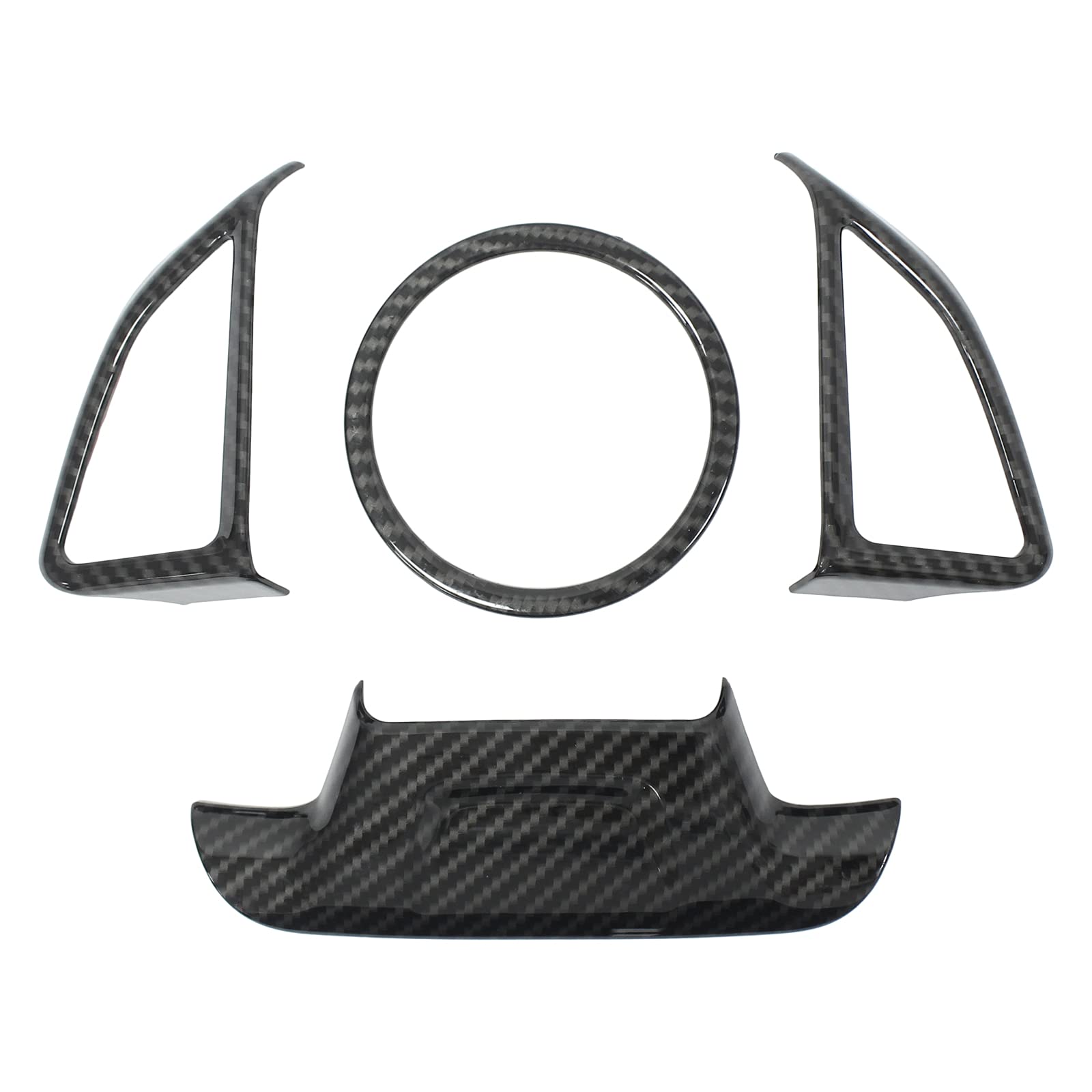 NewYall 4-Pack Black Carbon Fiber Steering Wheel Button Covers - Interior Trim Decoration Accessories for Cars, Trucks & SUVs - Upgrade Your Vehicle's Style & Protection