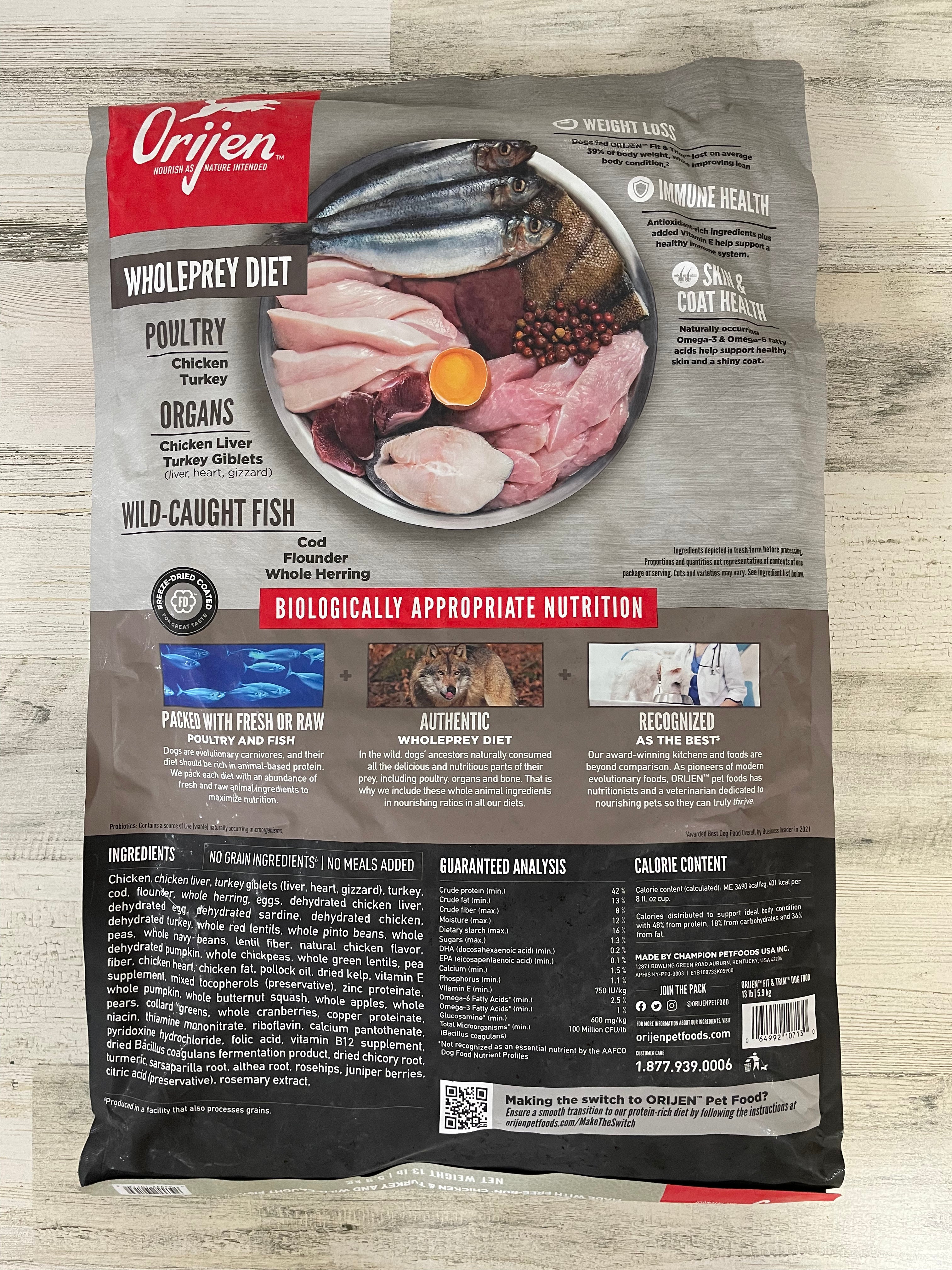 Orijen Fit & Trim Dry Dog Food - High Protein Grain-Free Weight Management for Adult Dogs - Perfect for Indoor & Active Lifestyles