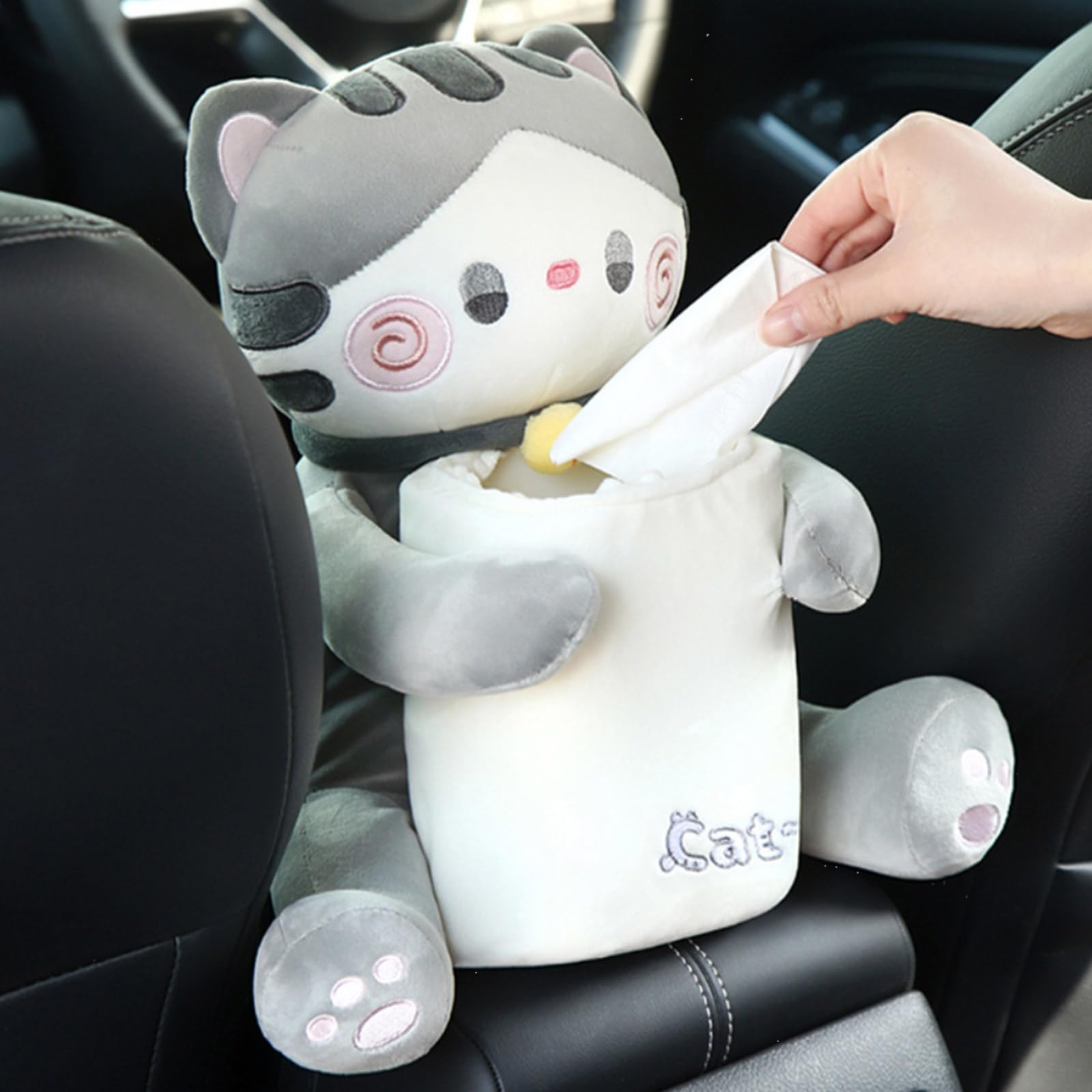 Muloo 2-in-1 Car Tissue Box & Trash Can - Auto Armrest Storage Organizer with Lightweight Design for Clean & Tidy Vehicle Interior - Perfect for Road Trips, Commuting and Family Car Organization