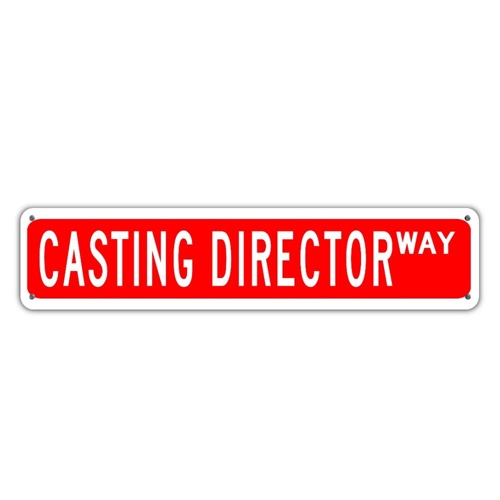 Modern Solid Red Casting Director Office Sign - Personalized Aluminum Wall Decor for Indoor & Outdoor Use - Water-Resistant, Ready to Hang (4x18 Inches) - Perfect for Offices, Garages, Restaurants & Street Decor