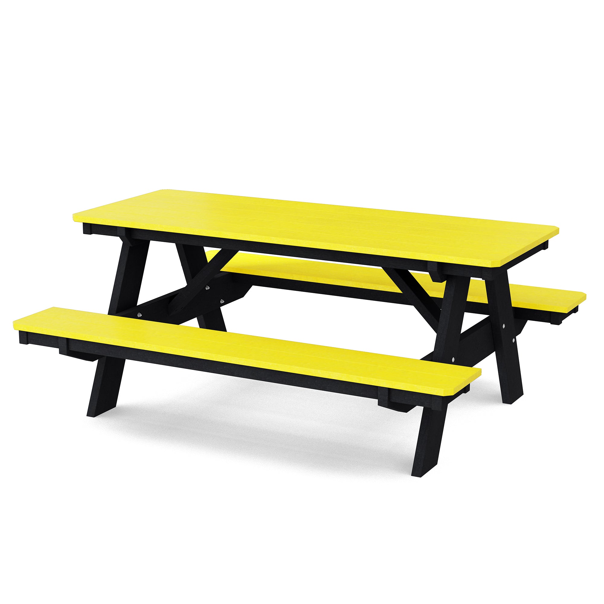 Heritage 72 Inch Outdoor Picnic Table with Attached Benches - Durable All-Weather Patio Furniture for Backyard, Garden, and Park Gatherings