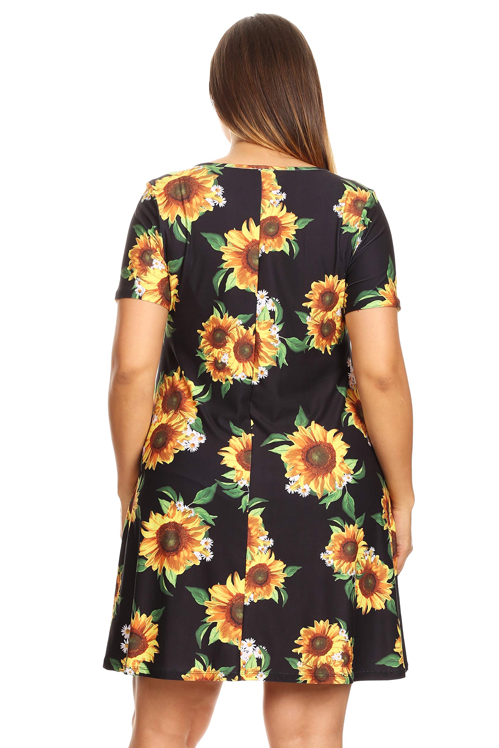 ICONOFLASH Women's Floral Print Casual Summer Dress with Pockets - Short Sleeve Comfortable A-Line Dress for Beach, Vacation & Daily Wear