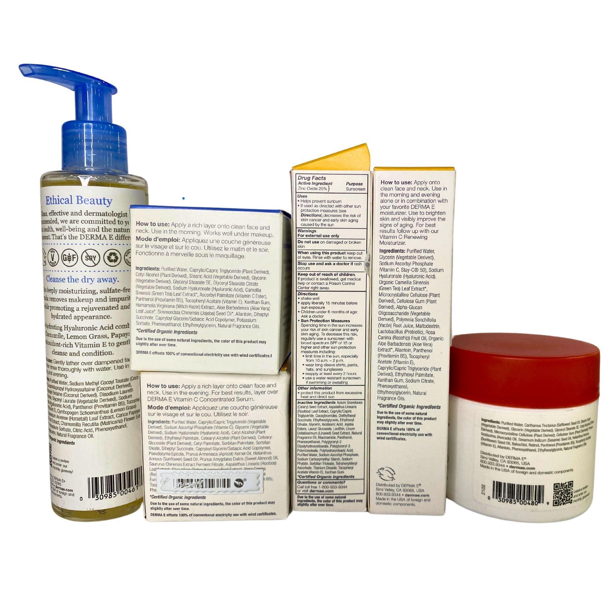 Derma E Skincare Bundle - 32 Piece Assorted Lot for Face & Body Care | Perfect for Daily Skincare Routine, Travel & Gifting