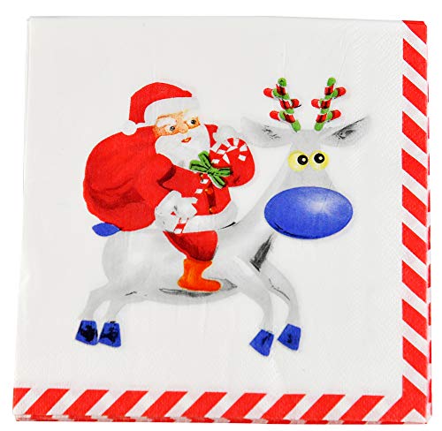 White with Santa Riding Reindeer