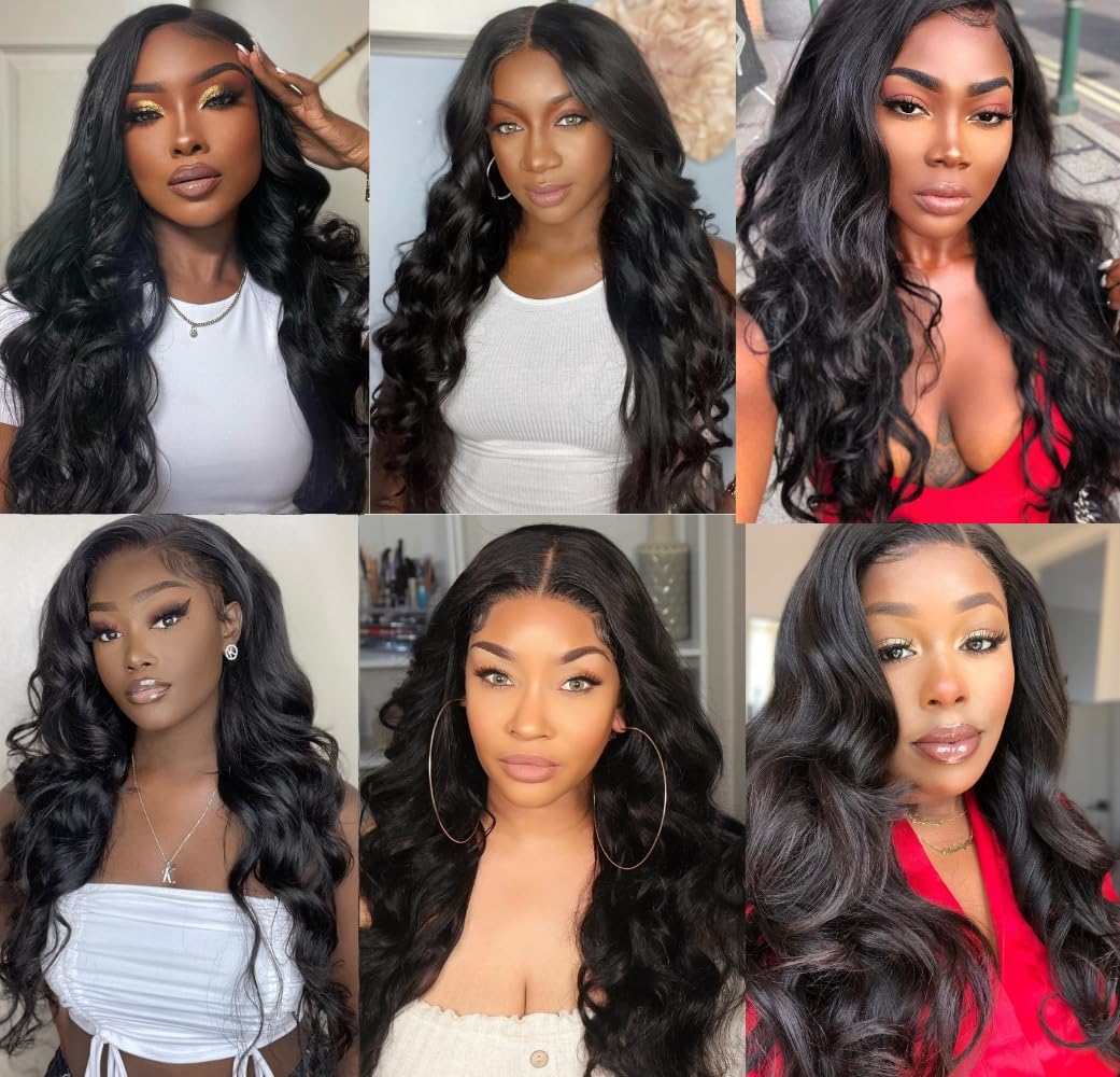 5X5 HD Lace Closure Wigs Human Hair - Brazilian Body Wave 180 Density Glueless Wig with Pre Plucked & Pre Cut Lace - No Glue Needed for Easy Wear & Go - Perfect for Daily Use, Parties, Weddings and Special Occasions