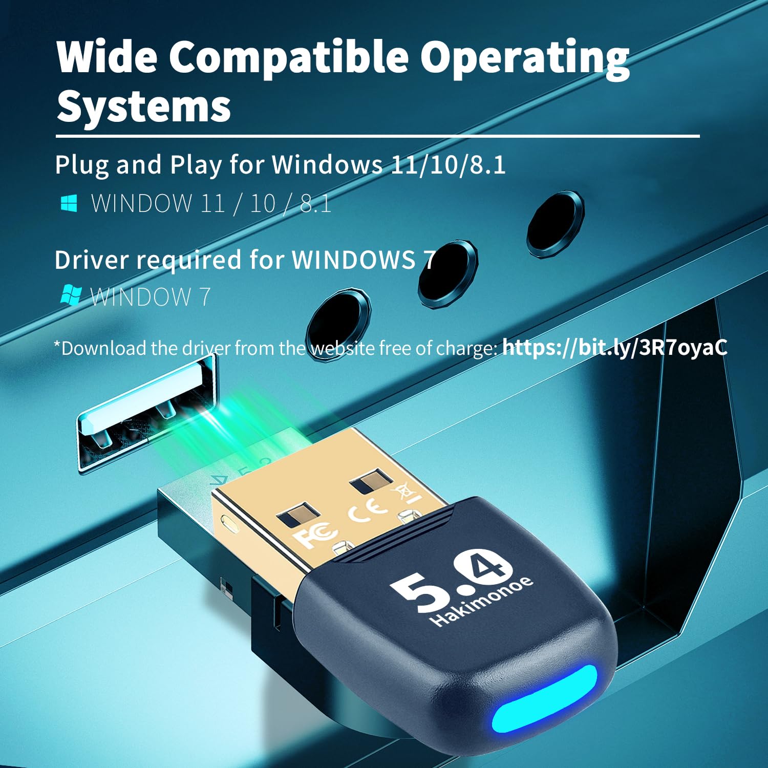 Upgraded Bluetooth 5.4 USB Adapter for PC & Laptop - Wireless Dongle Transmitter for Windows 11/10/8.1/7 - Compatible with Bluetooth Headphones, Speakers, Keyboard, Mouse & Printer - Plug & Play - Perfect for Home Office, Gaming & Streaming