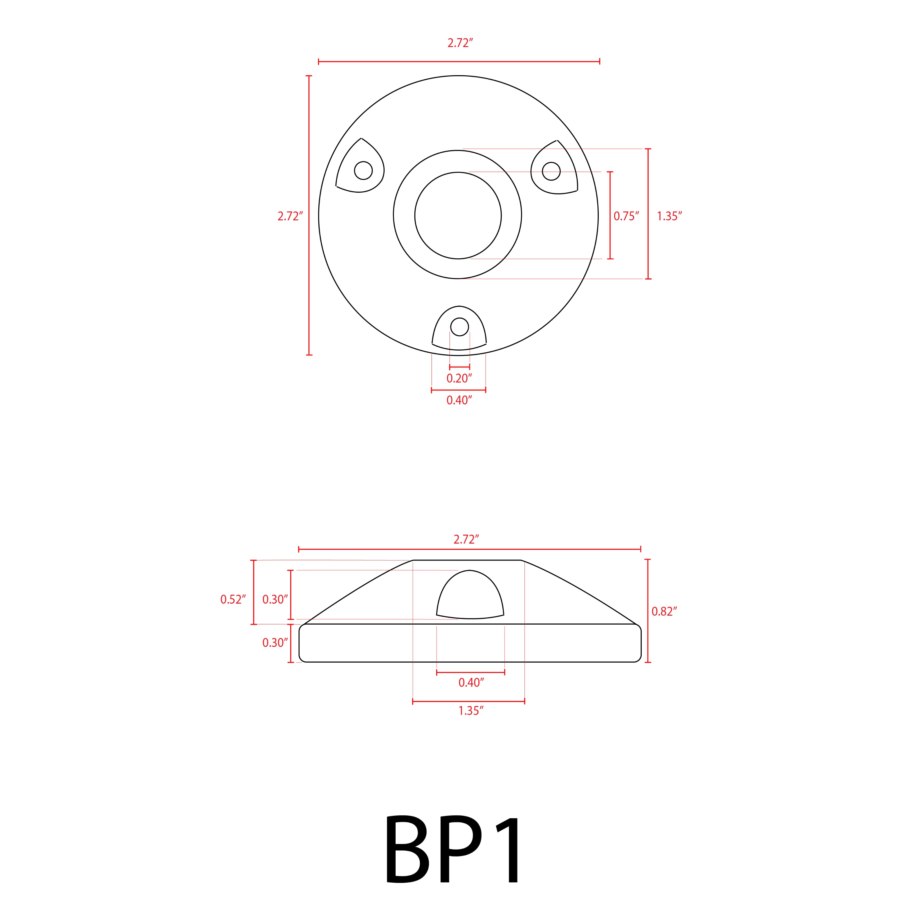 BP1 Brass Surface Mount Round Bracket for Landscape Lighting Fixture - Heavy Duty Outdoor Light Holder for Garden, Pathway, and Patio Lighting