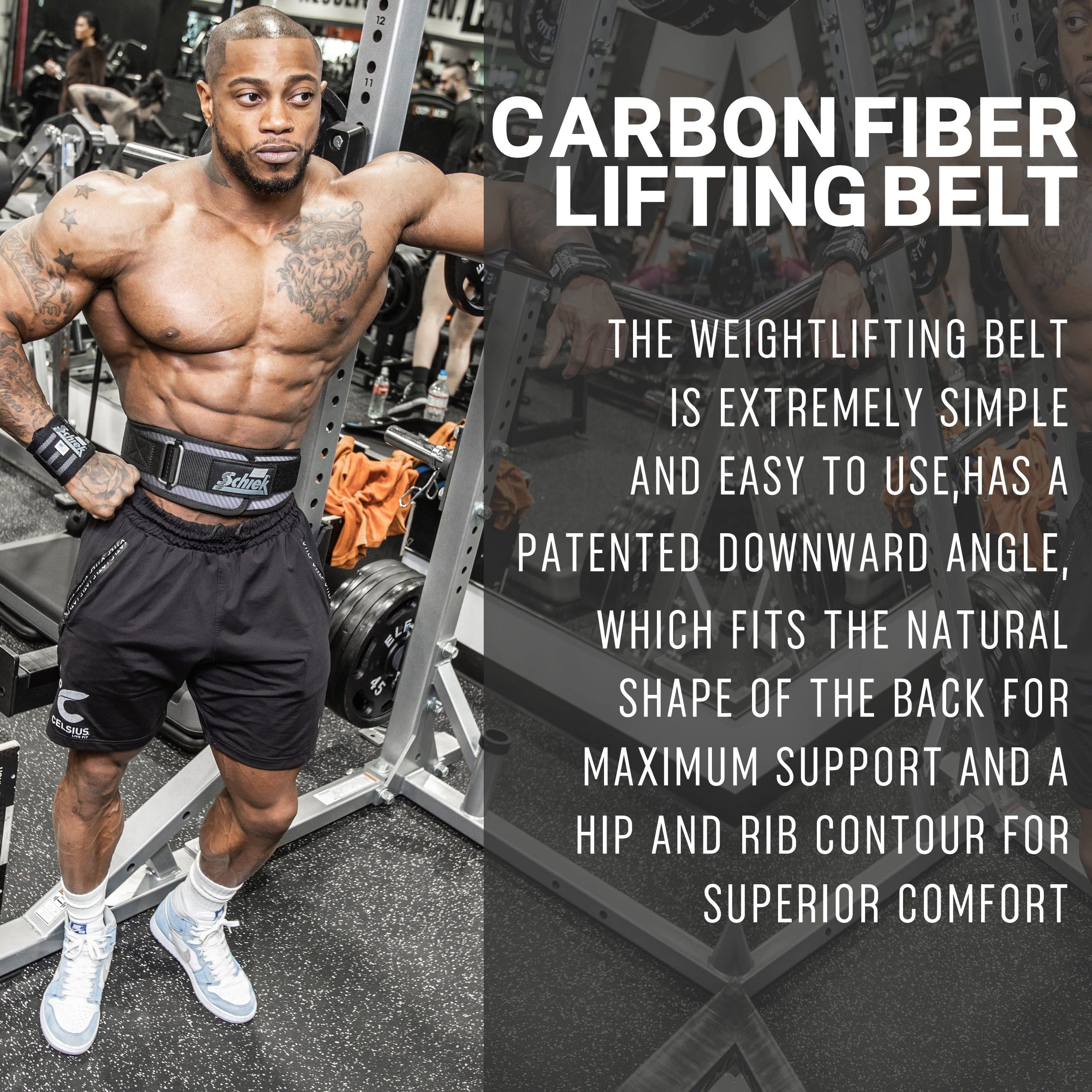 Schiek Sports 3004 Carbon Fiber Powerlifting Belt - Best Weight Lifting Gym Belt for Lower Back Support & Core Stability | Perfect for Deadlifts, Squats & Strength Training