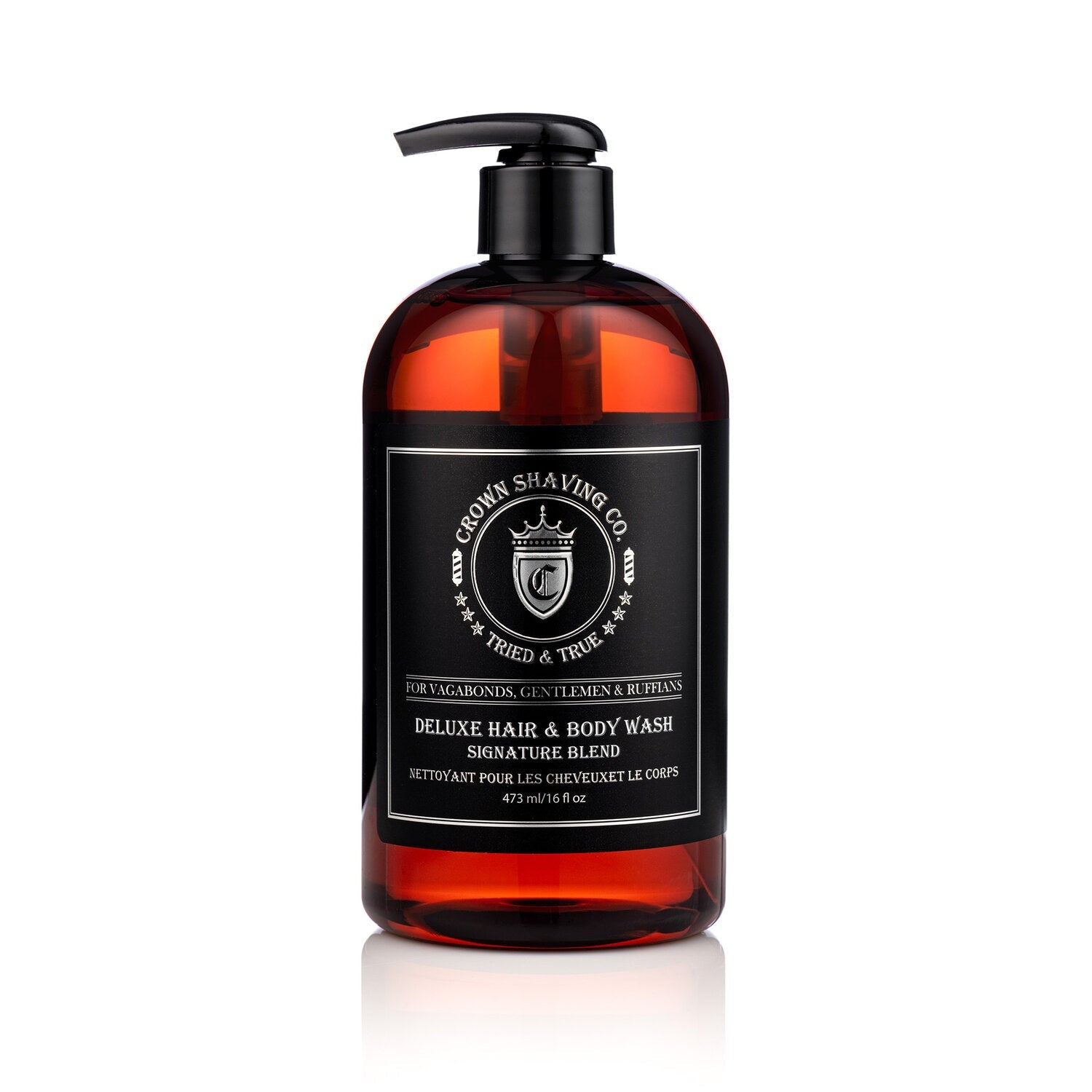 Crown Shaving Deluxe Hair & Body Wash - 16 fl oz (473 ml) for Men - Natural Ingredients, Moisturizing & Refreshing - Perfect for Shower, Gym & Travel