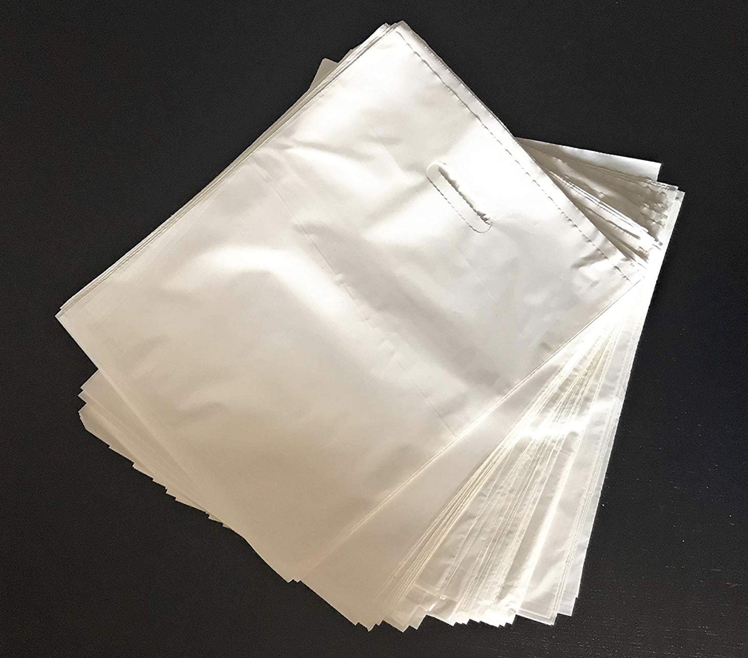 Wholesale Plastic Retail Bags 9x12, 12x15, 15x18 Inches - Durable White Merchandise Store Bags for Shopping, Boutique & Gift Packaging