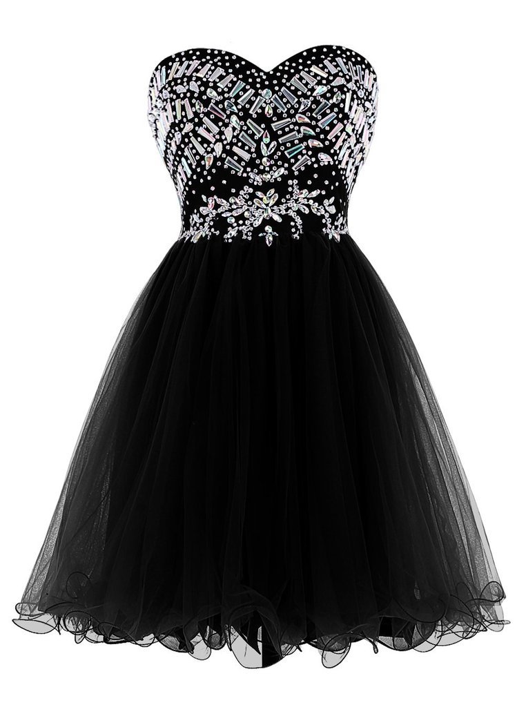 Snowskite Women's Short Sweetheart Neckline Beaded Tulle Cocktail Dress for Party, Homecoming, Prom, Wedding Guest - Elegant Formal Evening Gown for Special Occasions