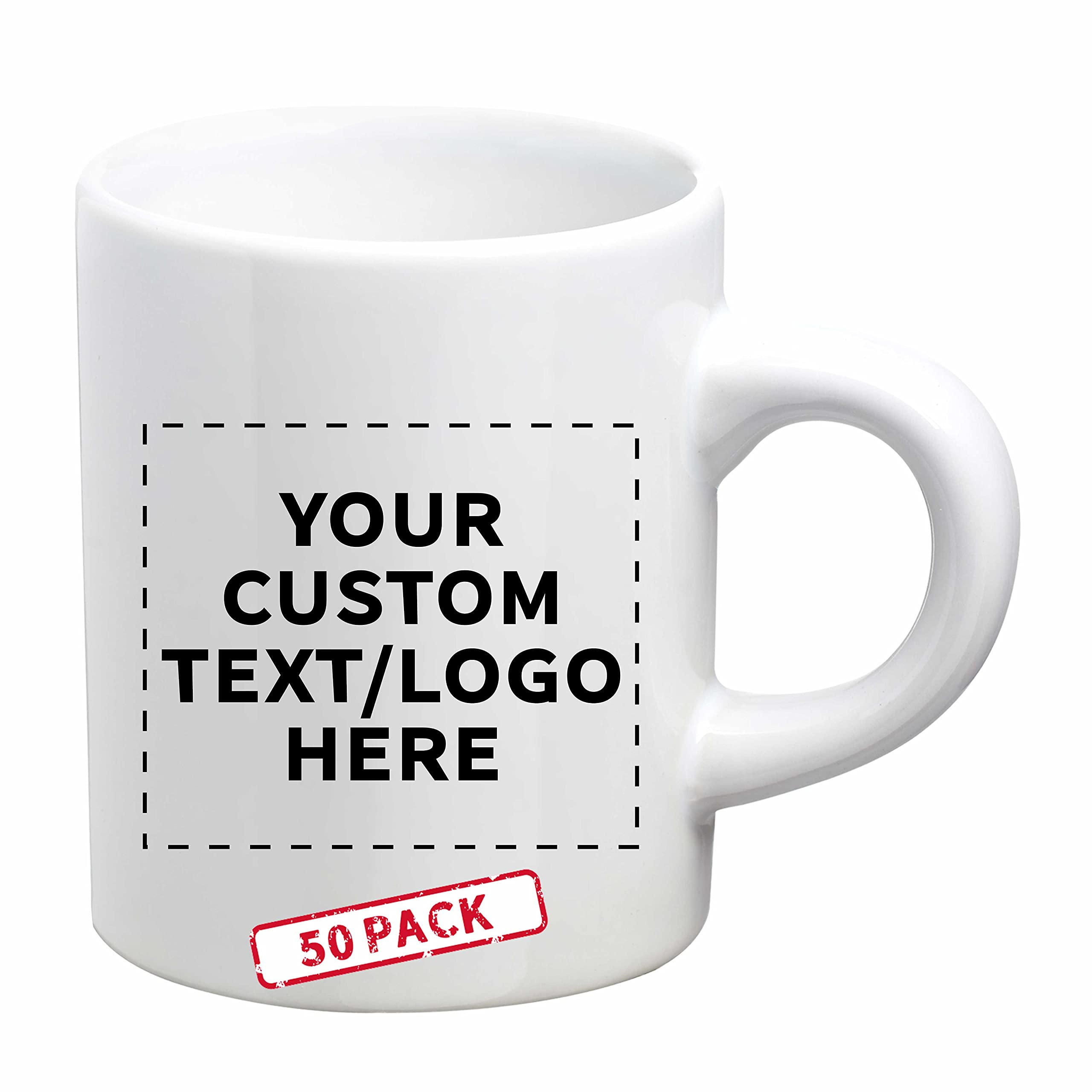 10-Pack Mini Ceramic Coffee Mugs 4oz - Custom Text & Logo - Durable Stoneware with C-Handle - Perfect for Office Gifts, Wedding Favors, and Home Decor (White)