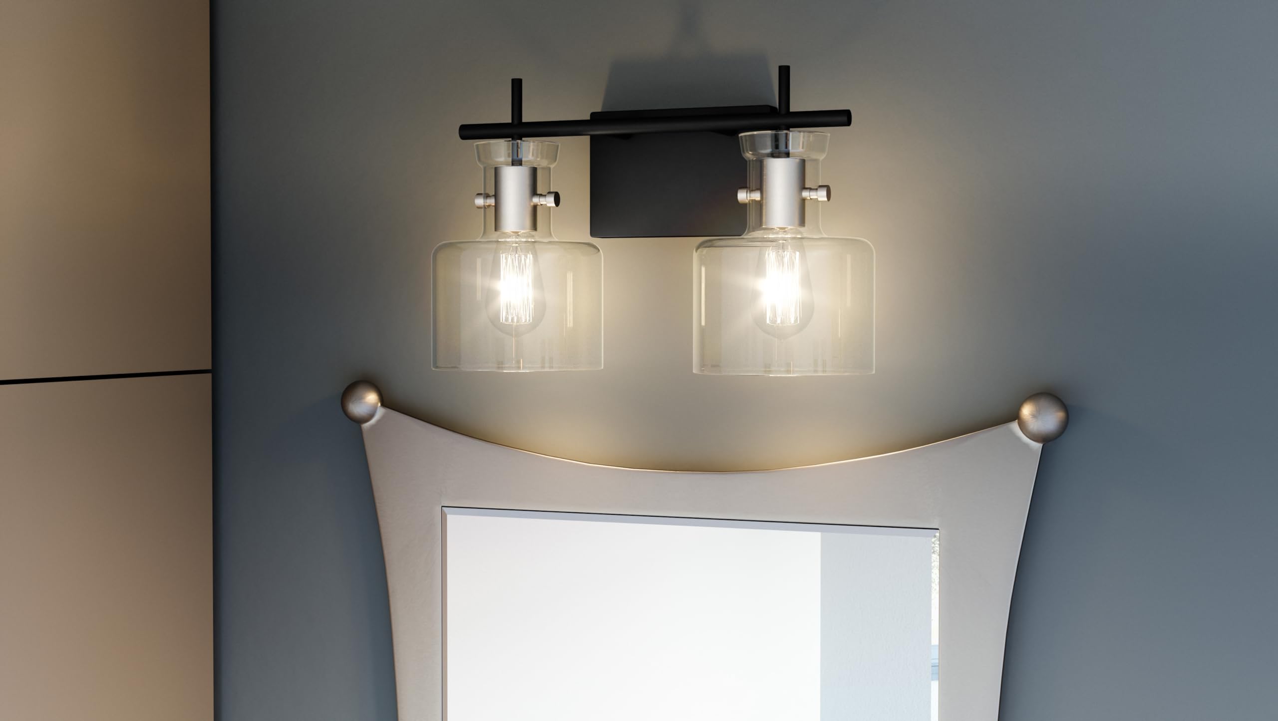 Quoizel Pensbury 2-Light Matte Black Bathroom Vanity Light - Perfect for Modern Bathroom, Bedroom, or Dressing Room Lighting