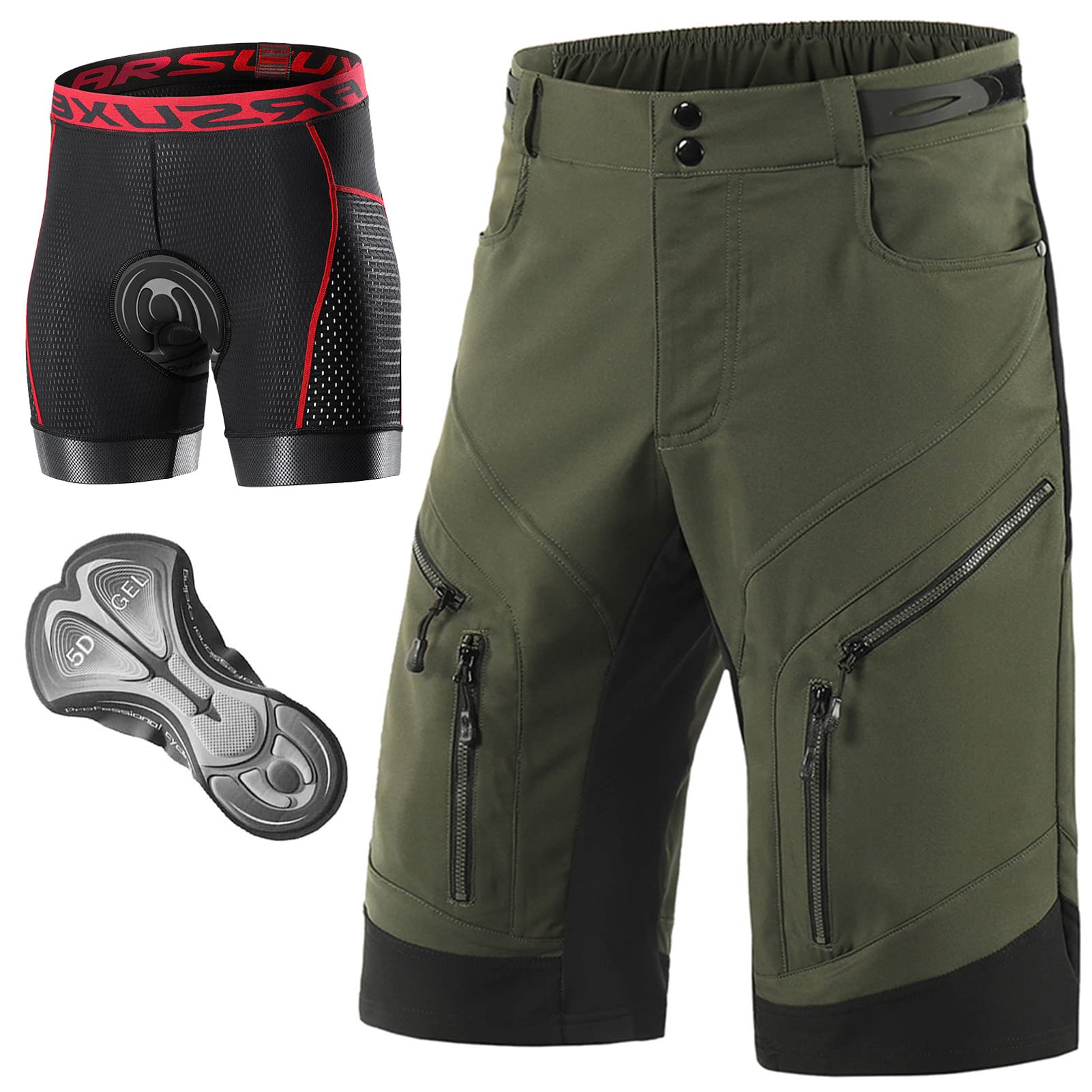 **Men's Cycling Shorts - Breathable Quick-Dry Bike Shorts with 5D Gel Padded Underwear for MTB & Mountain Biking - Comfortable for Long Rides & Outdoor Sports**