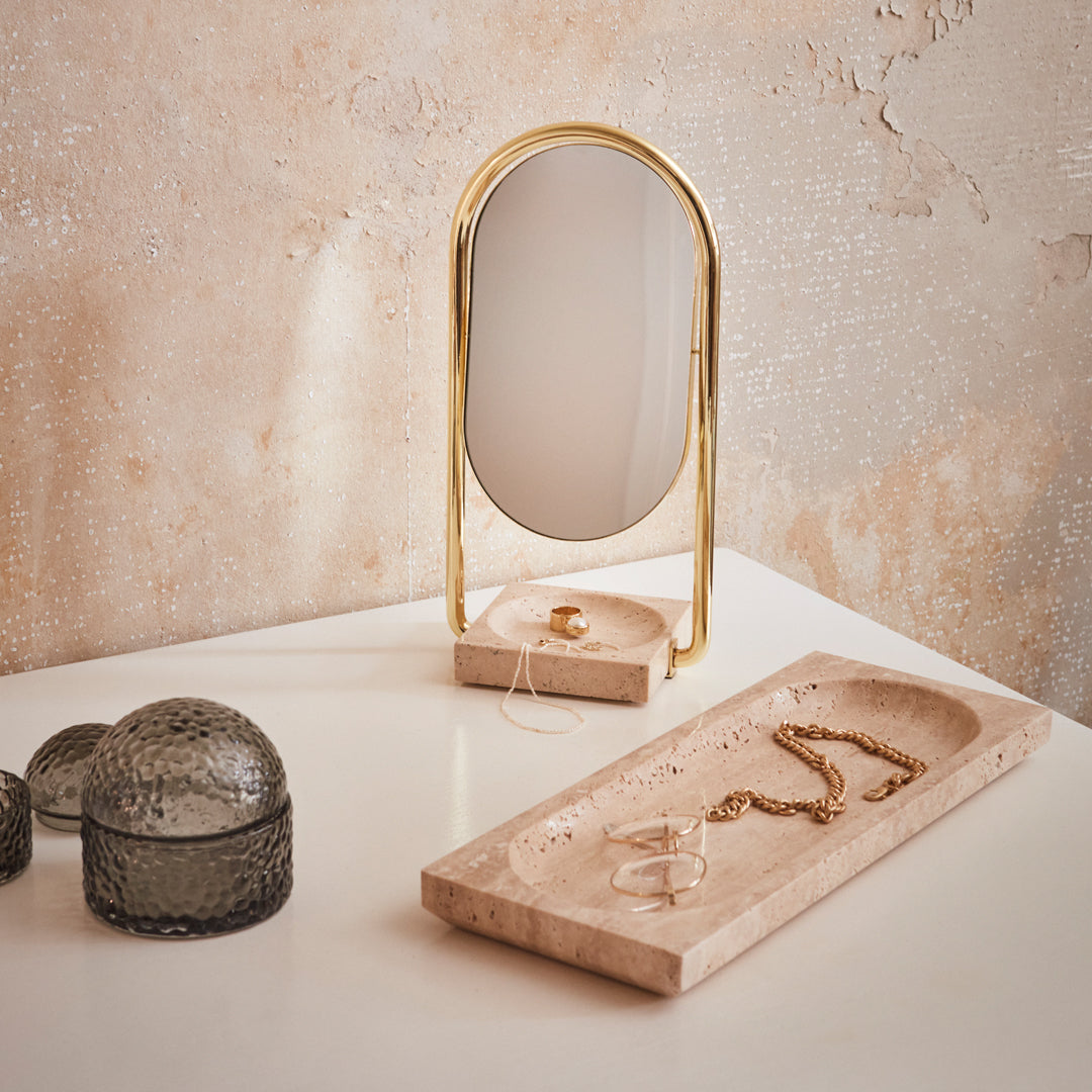 Angui Table Mirror - 2 Pack, Adjustable Vanity Mirror with Stand for Makeup, Skincare & Shaving - Perfect for Bedroom, Bathroom & Dressing Table