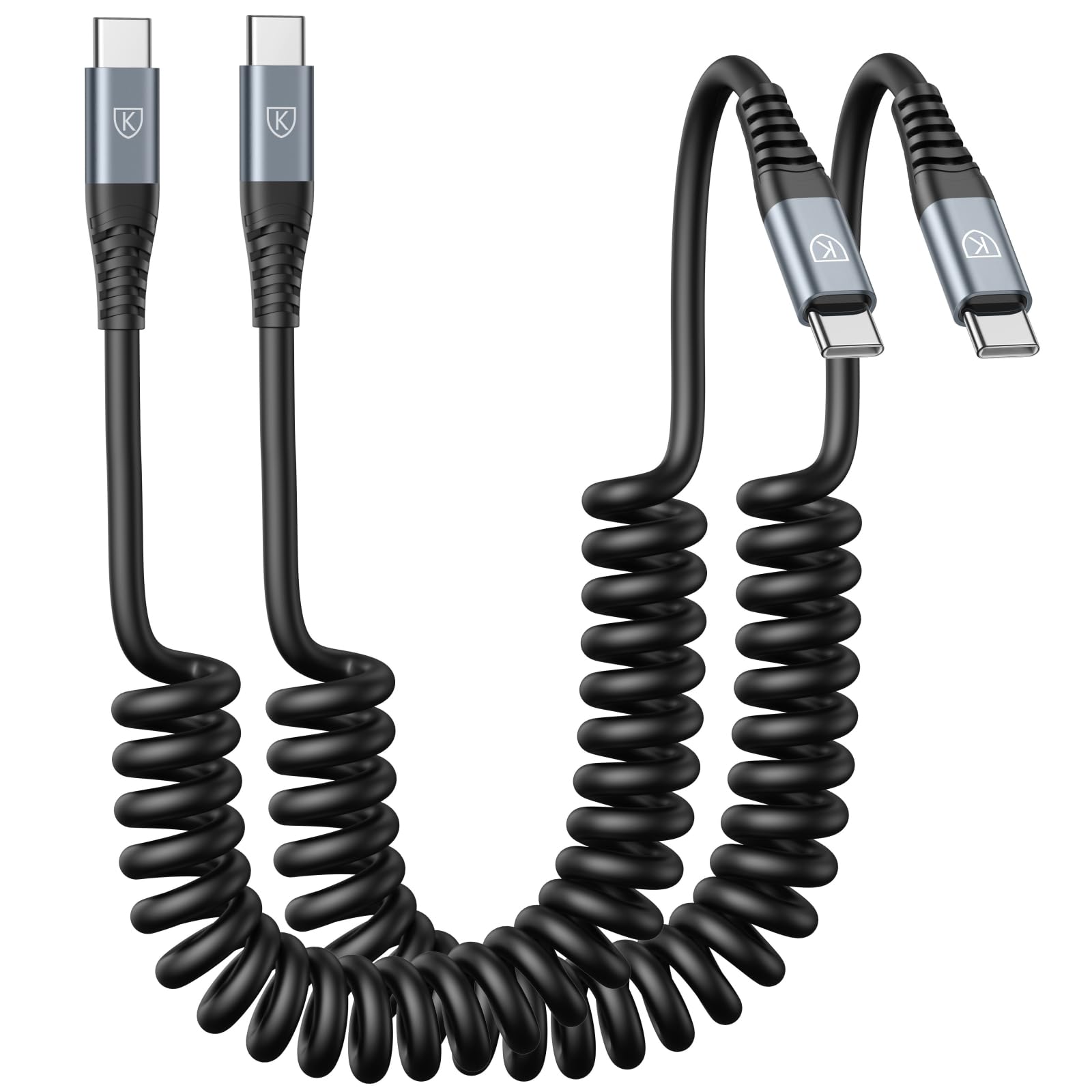 2-Pack 6ft USB C to USB C Fast Charging Cable Coiled for Car - Compatible with iPhone 16/15/Plus/Pro/Pro Max, MacBook Pro 2020, iPad Pro 2020, iPad Air 4, Samsung Galaxy S23 - Perfect for Travel, Office & Home Charging