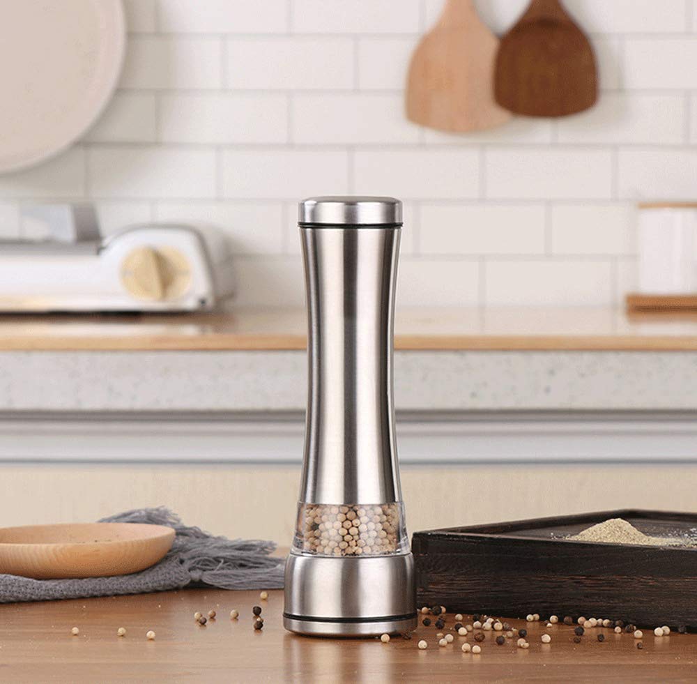 Premium Salt and Pepper Grinder Set - Adjustable Ceramic Spice Mill with Stainless Steel Body for Kitchen, Dining & BBQ - Perfect for Seasoning Steaks, Salads & Home Cooking