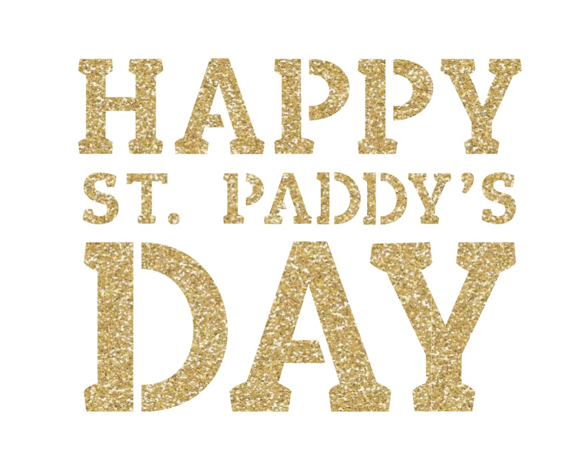St. Patrick's Day Iron On Decal - Heat Transfer T-Shirt Applique Patch for DIY Crafts, Party Outfits & Festival Costumes (Champagne Glitter)