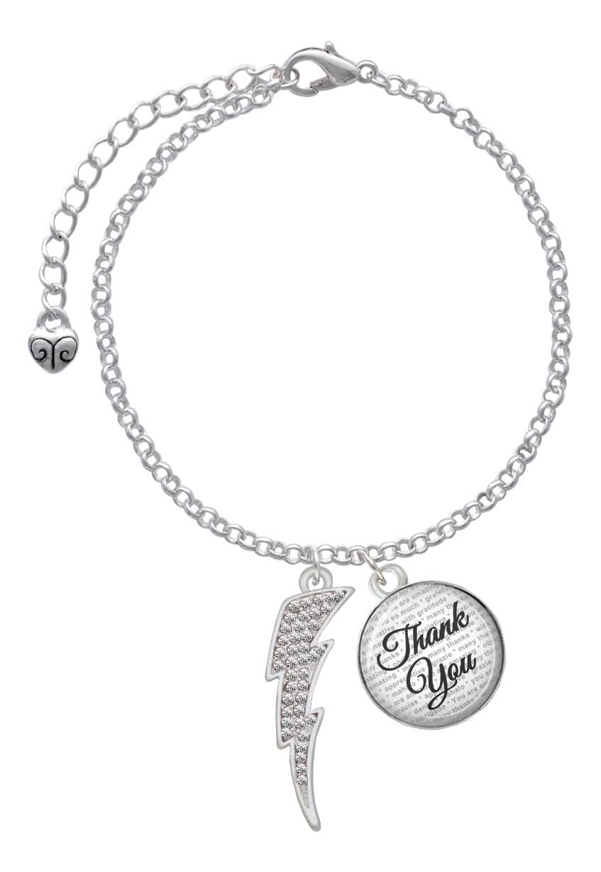 Delight Jewelry Silver-Tone Crystal Lightning Bolt Charm Bracelet, Adjustable 6