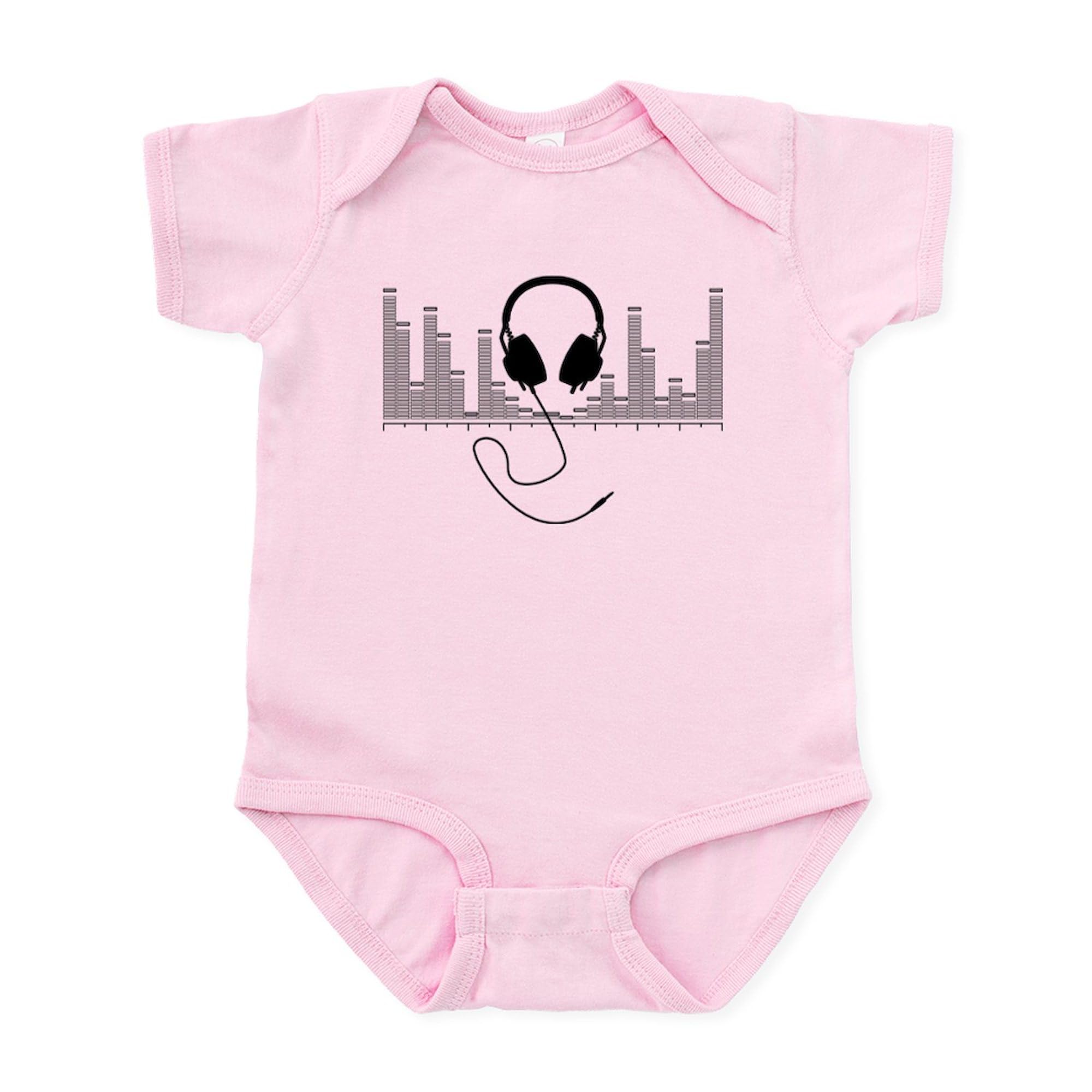 Black Audio Bar Graph Headphones Baby Bodysuit - Cute Infant Romper for Music Lovers & Newborn Photoshoots
