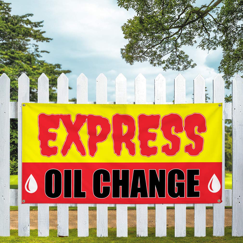 Durable Vinyl Banner 48x96 Inches - Weatherproof Outdoor Advertising Sign for Oil Change, Automotive & Industrial Use - Yellow with 8 Grommets (Multiple Sizes Available) - Perfect for Car Dealerships, Gas Stations & Business Promotions