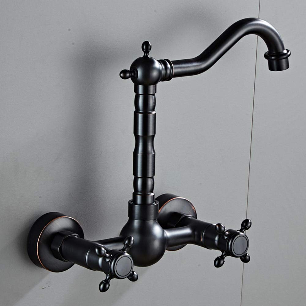 Brass Wall Mount Kitchen Faucet - Hot & Cold Water Rotating Tap for Sink, Washbasin & Bathroom | Perfect for Modern Homes, Restaurants & Commercial Spaces
