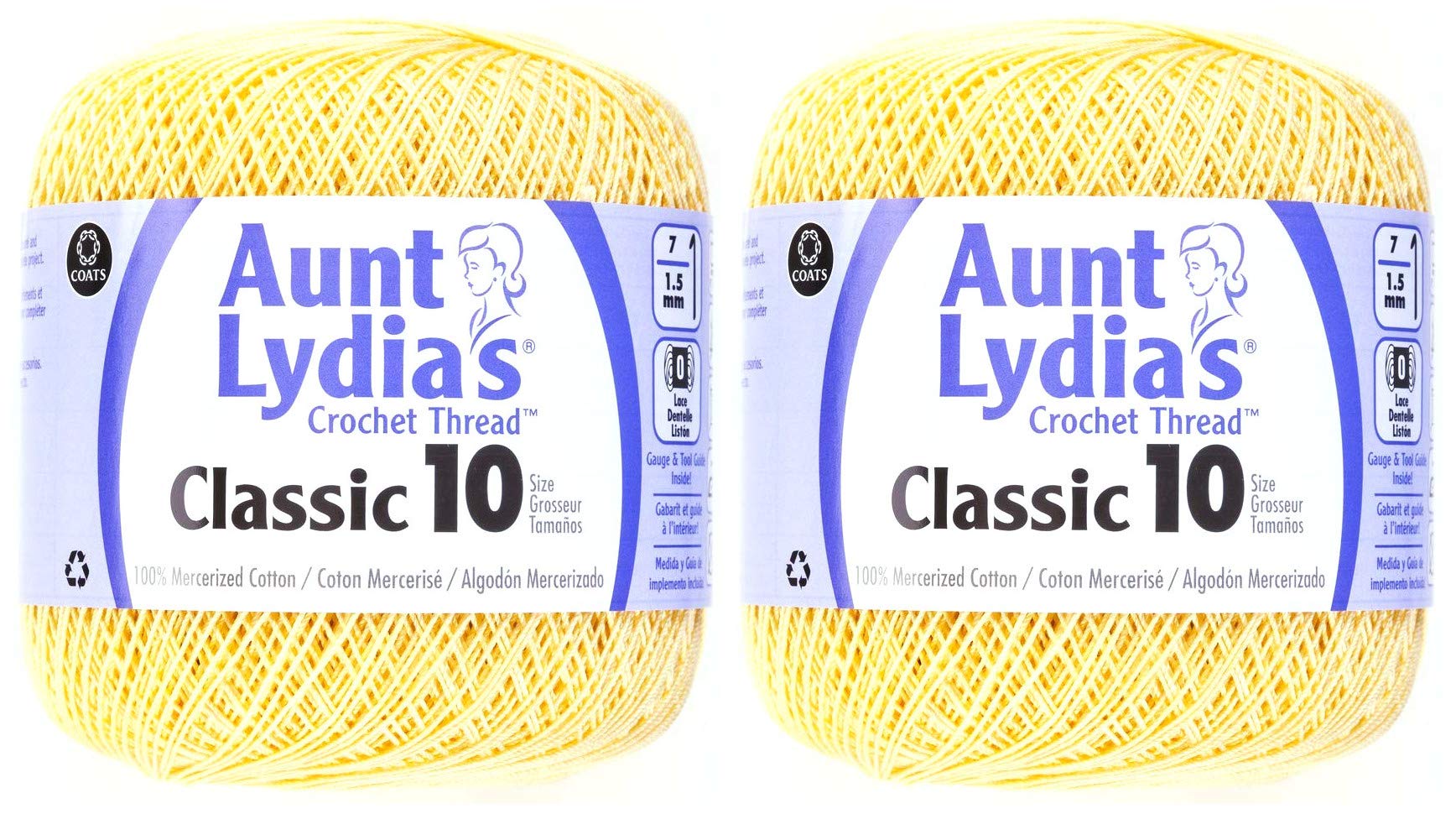 Aunt Lydia's Classic Crochet Thread Size 10 - Maize Yellow 100% Cotton Yarn for Crocheting, Knitting, Doilies & Lace Making - Perfect for DIY Crafts, Home Decor and Gift Projects