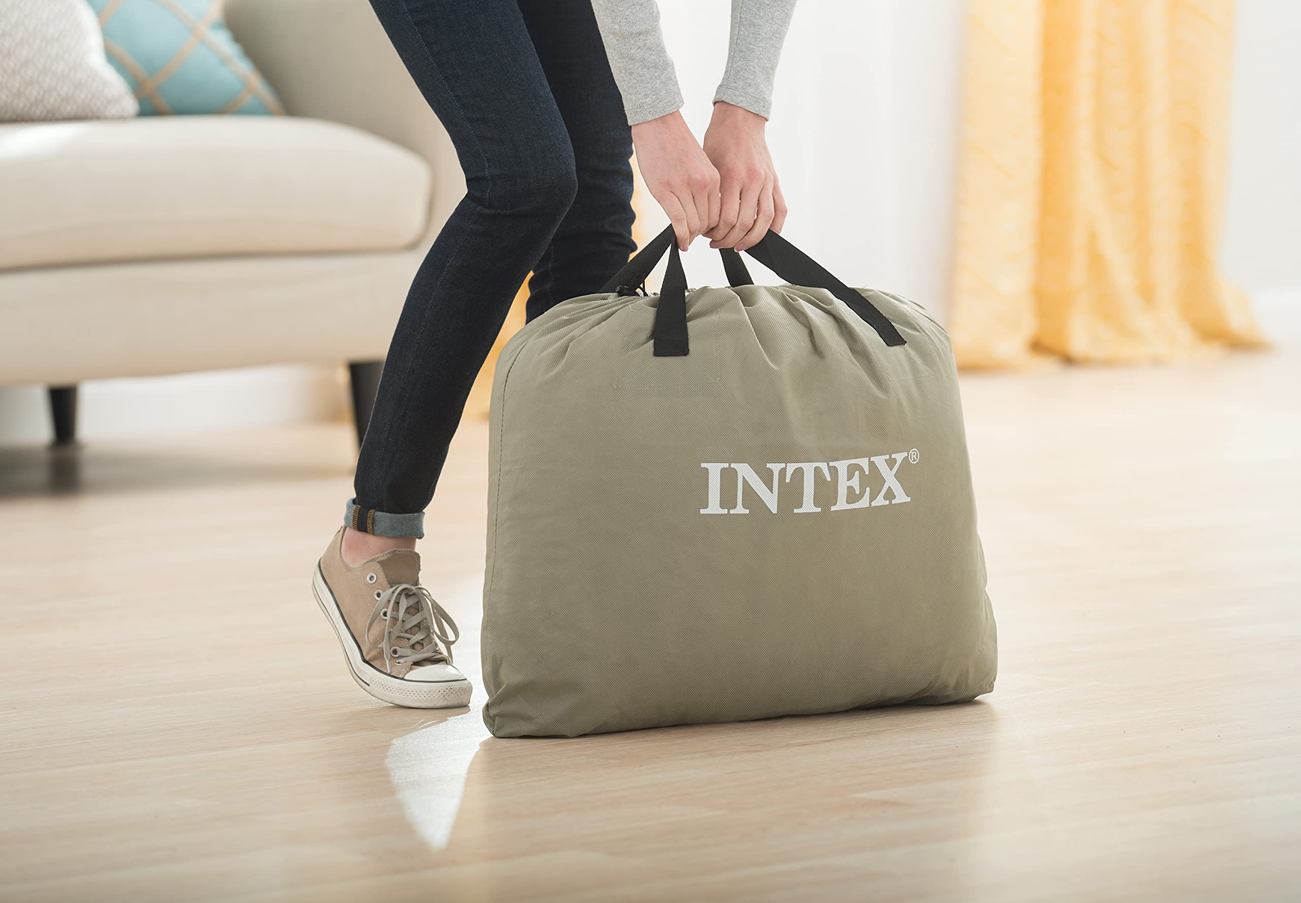**Intex 64162 Single Airbed Mattress with Dura Beam Prime & Fiber Tech Technology, Built-in Electric Pump, 99 x 191 x 51 cm – Perfect for Camping, Guest Beds & Home Comfort**