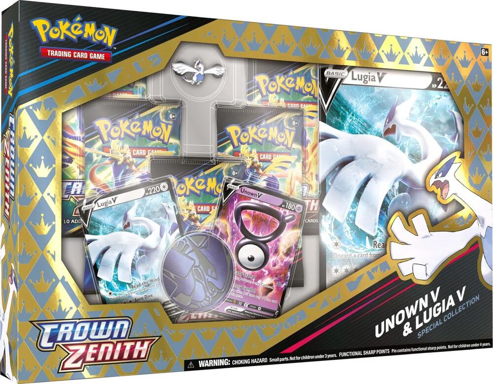 Crown Zenith Unown V & Lugia V Special Collection Box - Pokemon TCG Trading Card Game Set for Collectors & Battles - Perfect for Gifts, Tournaments & Card Game Nights