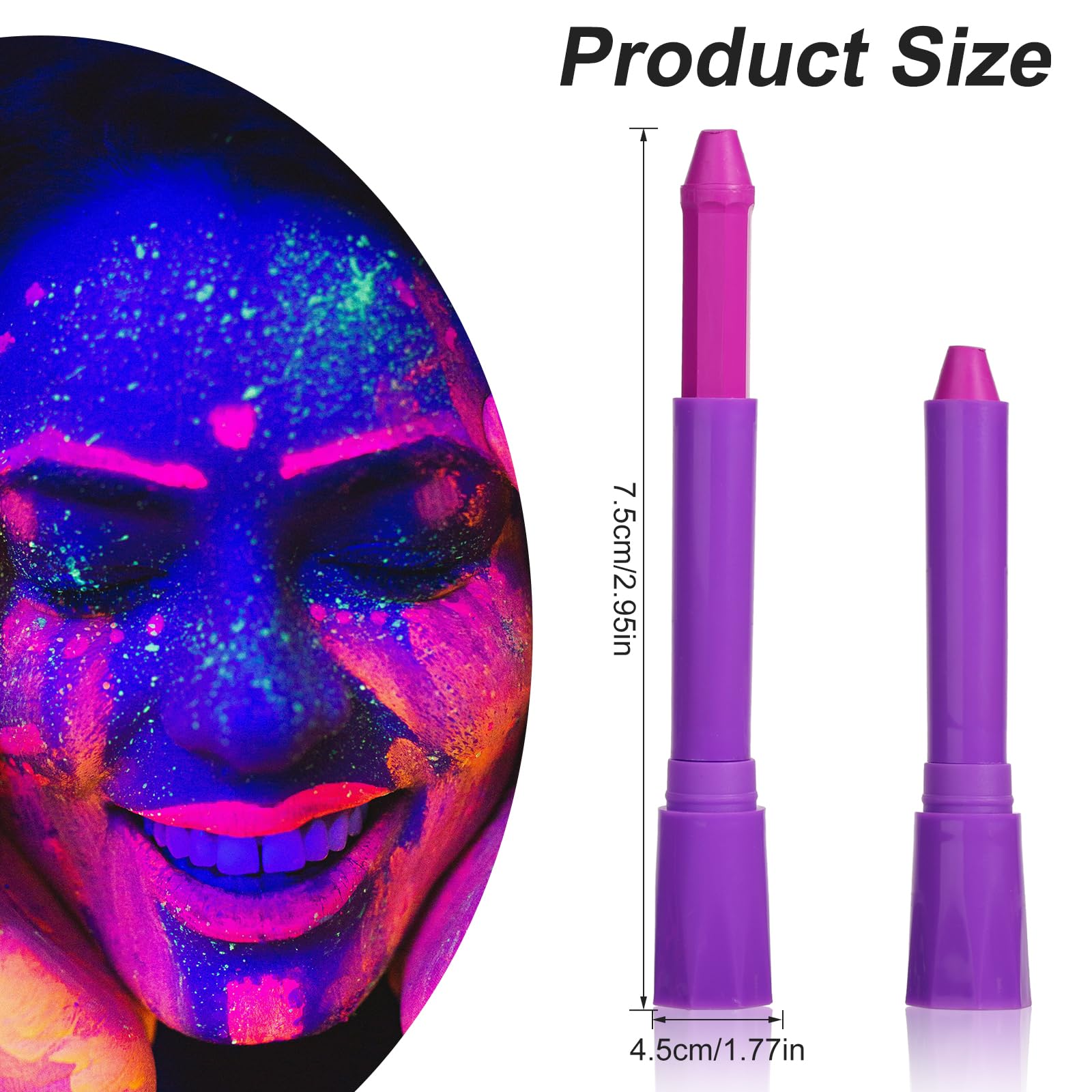12-Pack Neon Glow in the Dark Face Paint Crayons - Vibrant Luminous Body Paint for Halloween, Birthday Parties & Cosplay - Safe Non-Toxic Makeup for Kids & Adults - Perfect for Festivals, Raves & Night Events
