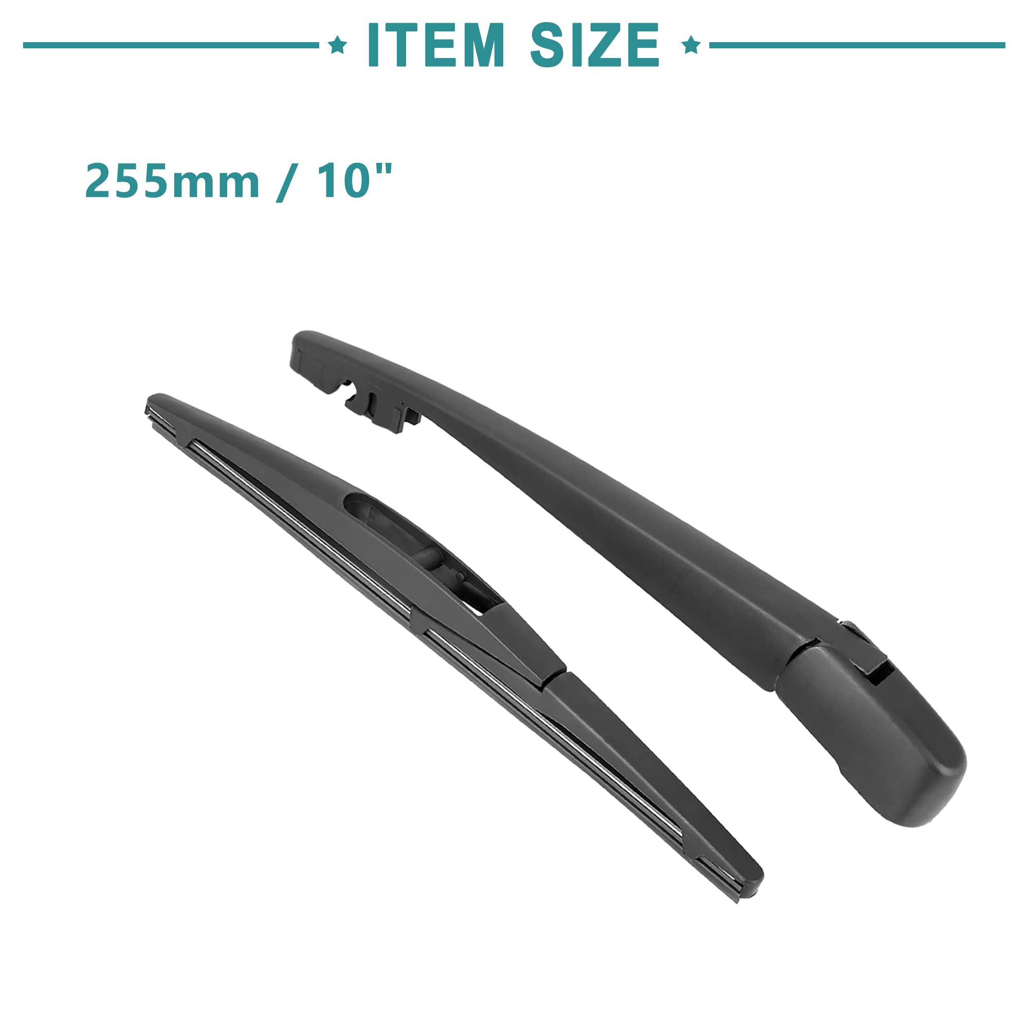ACROPIX Rear Windshield Wiper Blade & Arm Replacement for Mitsubishi Outlander Sport - 1 Set Black - Perfect for Rainy Weather & Winter Driving Conditions
