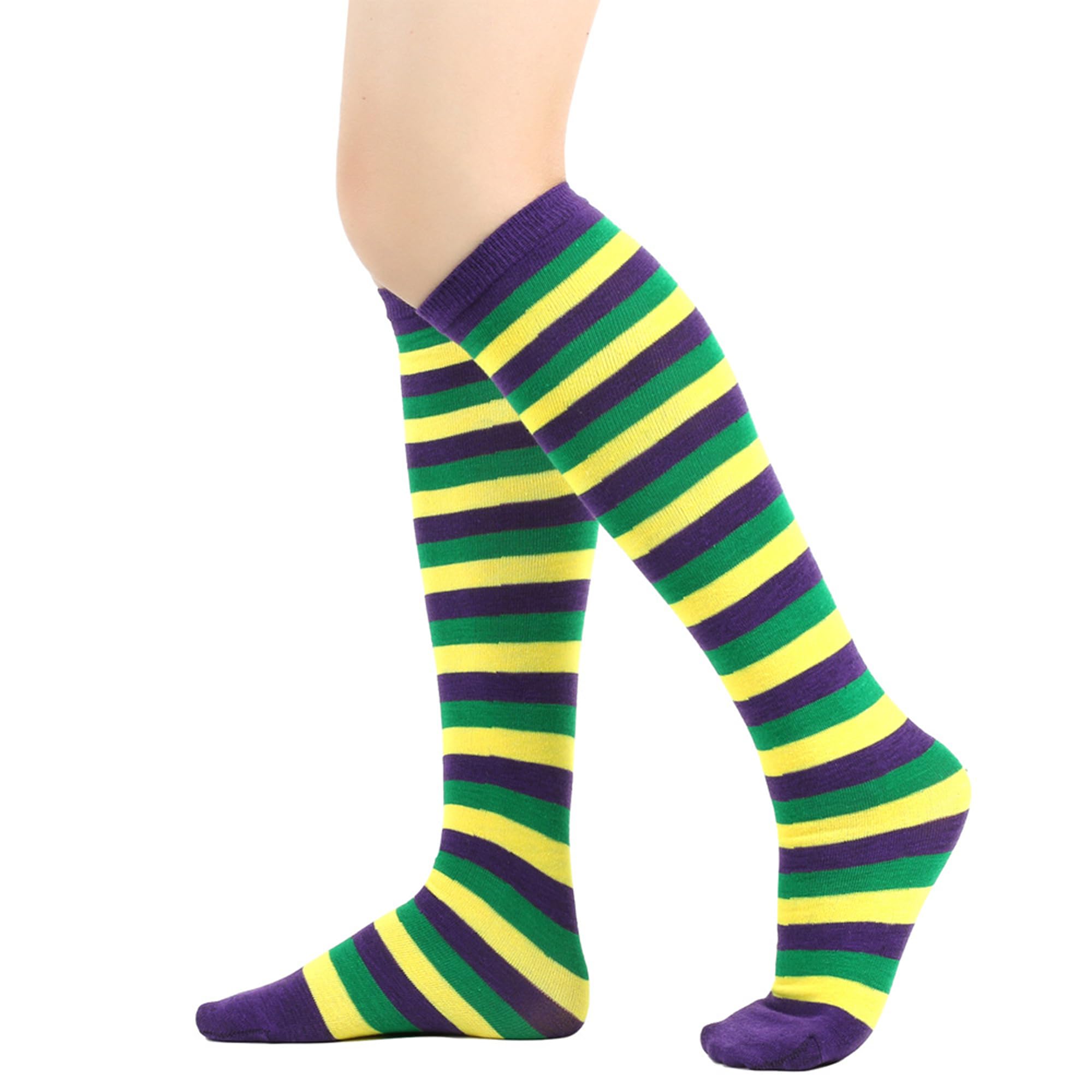 Women's Knee High Athletic Socks - Striped Running & Baseball Socks for Sports & Outdoor Activities