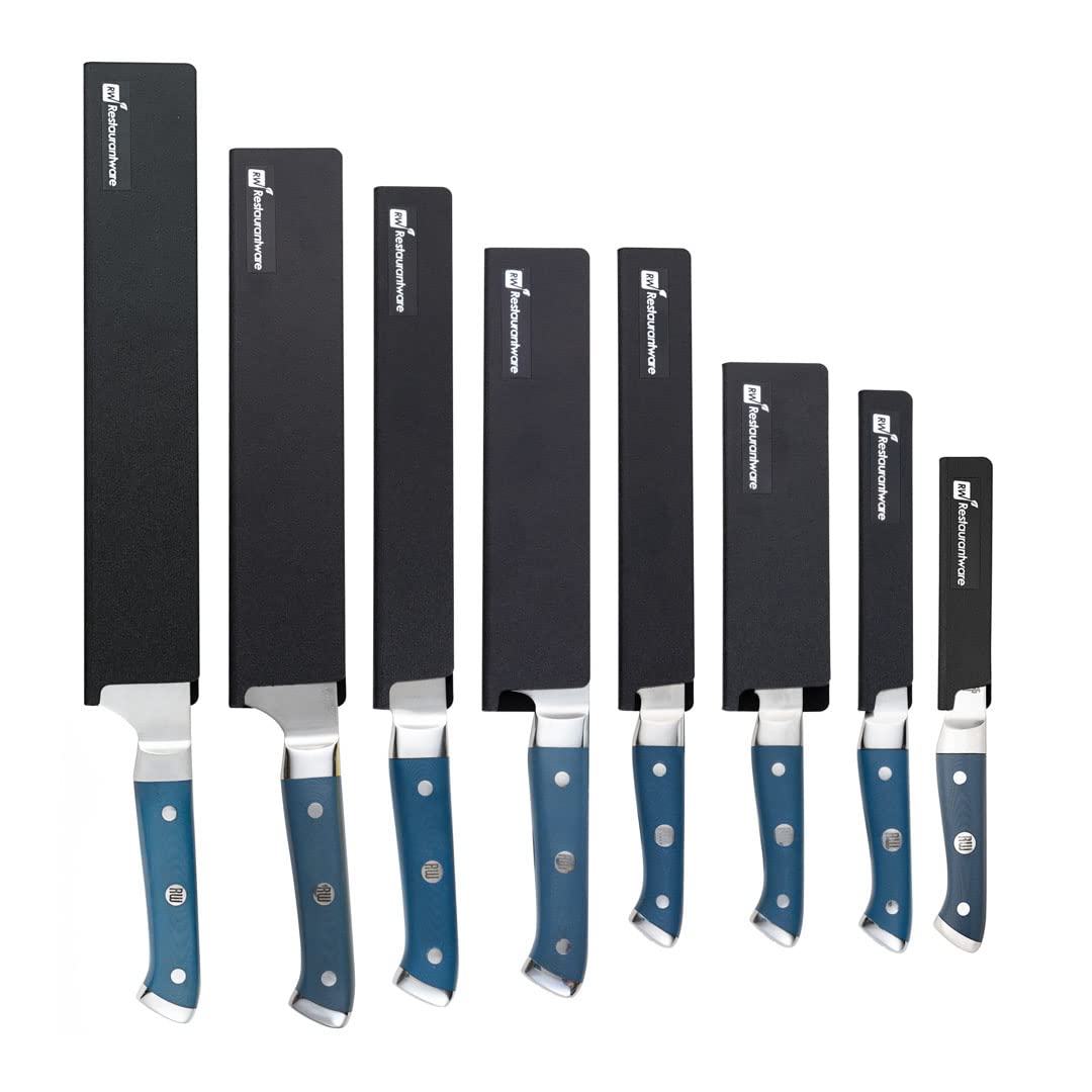 Premium Sensei Knife Sleeves Set of 8 - Black Plastic Knife Blade Protectors with Soft Felt Lining for Kitchen Knives - Durable, Cut-Resistant Knife Guards for Home & Professional Use - Ideal for Chefs, Restaurants & Culinary Enthusiasts