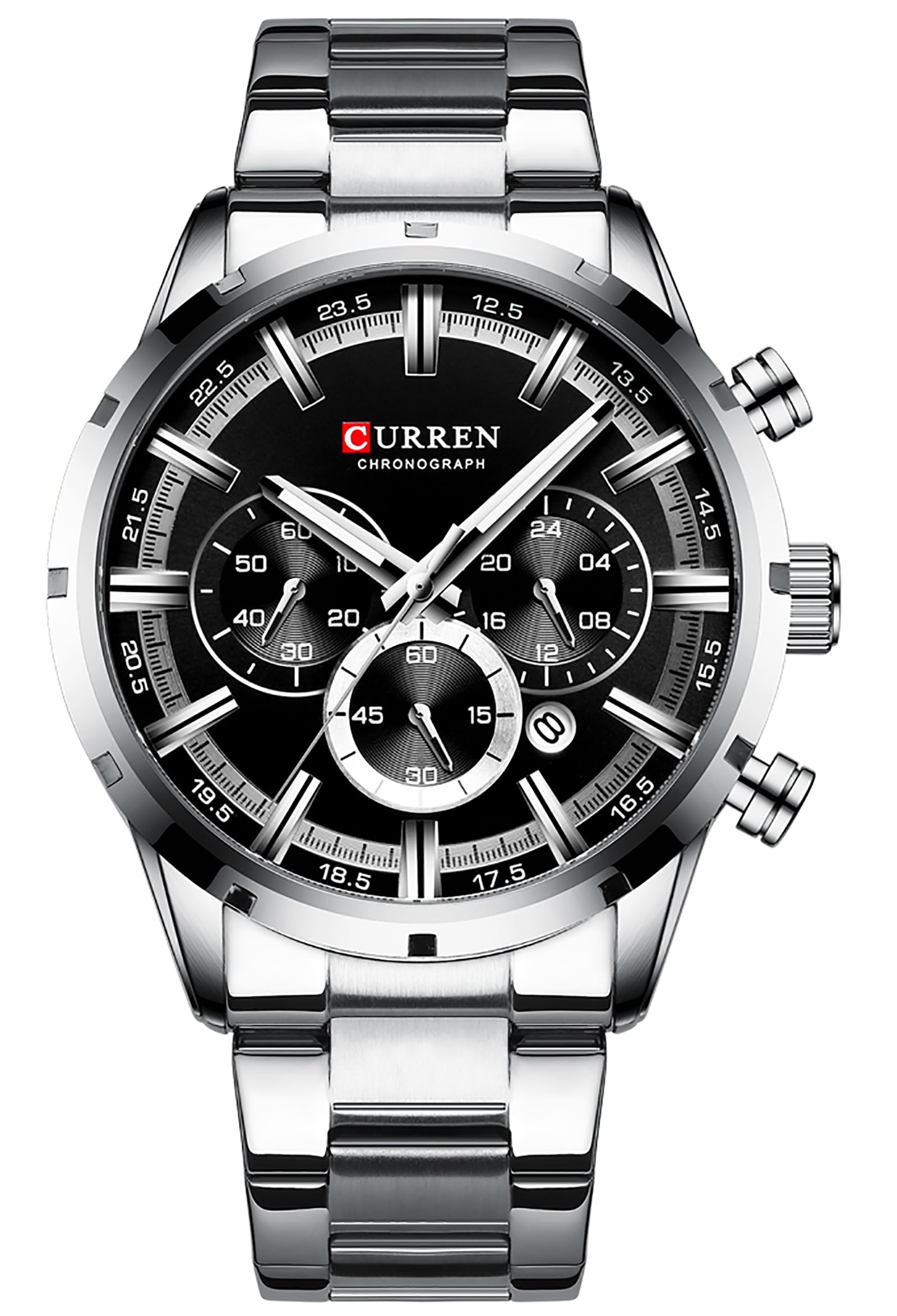 Luxury Men's Stainless Steel Analog Quartz Watch - Waterproof Business Chronograph Dress Wristwatch for Formal & Casual Wear | Perfect for Office, Parties & Everyday Use