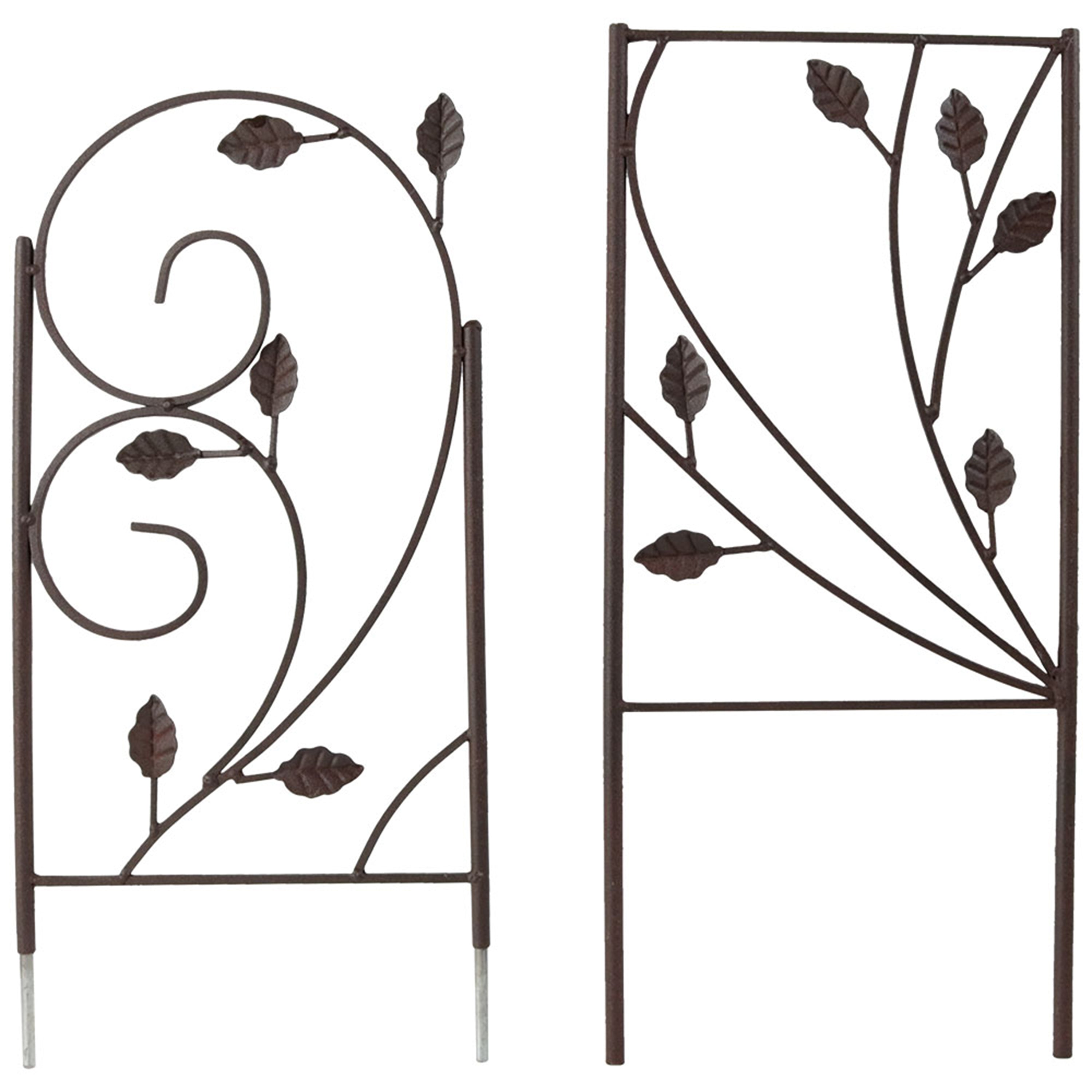 Rustic 32-Inch Sunnydaze Garden Trellis Set of 2 - Decorative Metal Plant Support for Climbing Flowers, Vines & Outdoor Decor - Perfect for Patio, Yard & Vertical Gardening