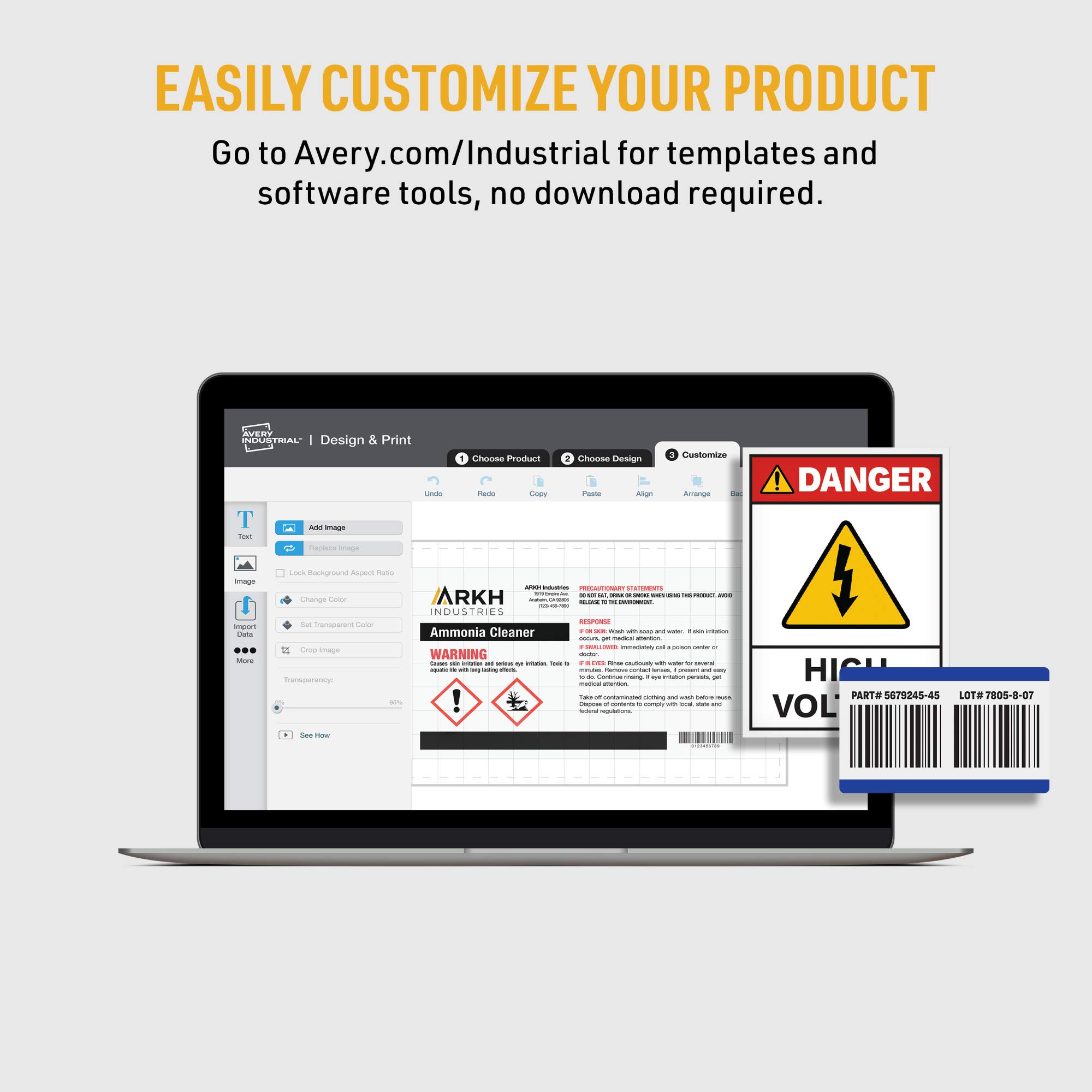 Avery UltraDuty GHS Chemical Labels for Laser Printers - Waterproof & UV Resistant - 8.5 x 11 Inches - 50 Pack (60501) - Ideal for Chemical Containers, Safety Compliance & Hazardous Material Labeling