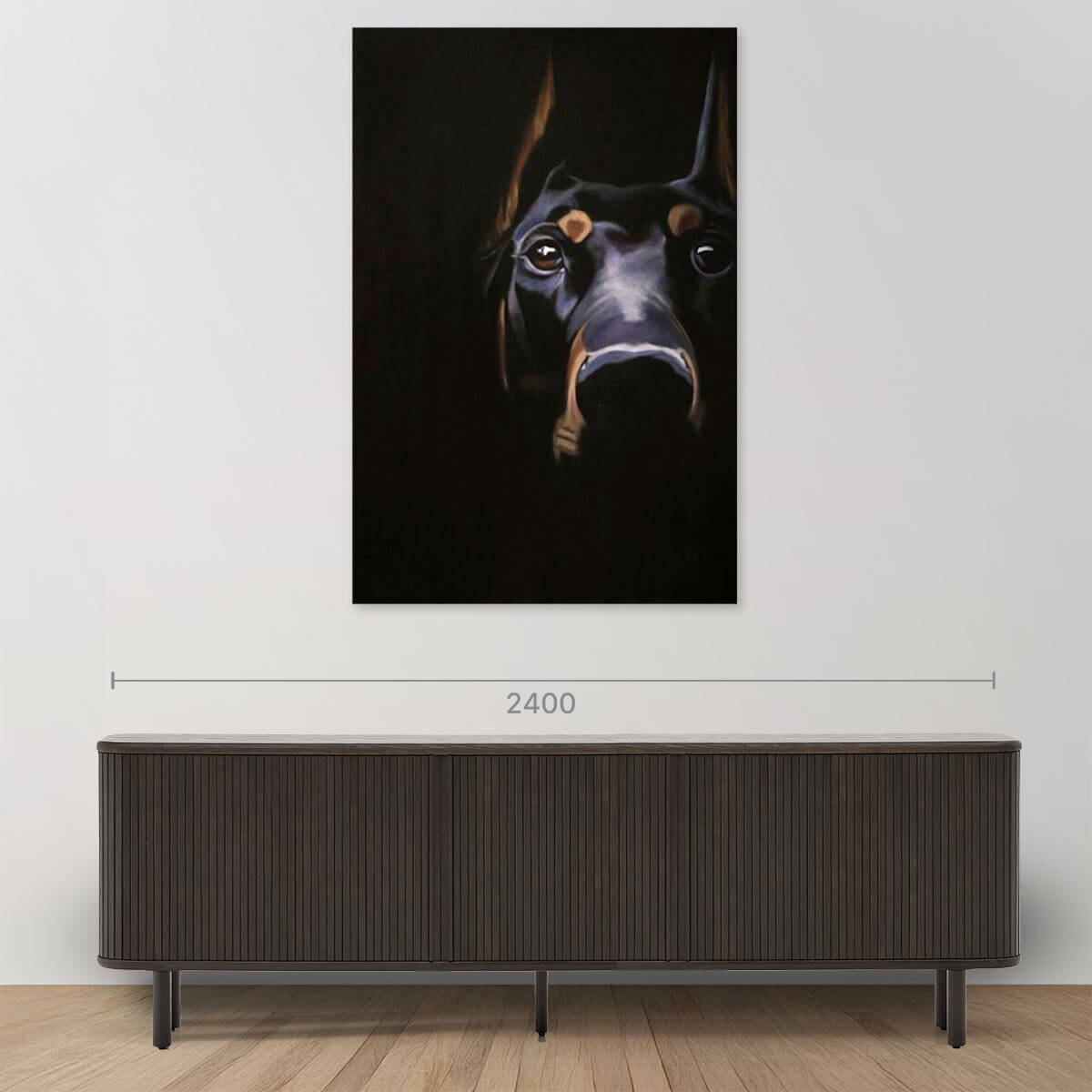 Doberman Oil Painting on Canvas - Handmade Animal Artwork for Home & Office Decor | Perfect for Living Room, Bedroom, or Gift