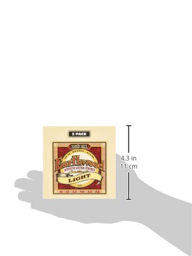 Ernie Ball Earthwood Light 80/20 Bronze Acoustic Guitar Strings 3-Pack - 11-52 Gauge (P03004) | Premium Sound for Folk, Country & Fingerstyle Playing