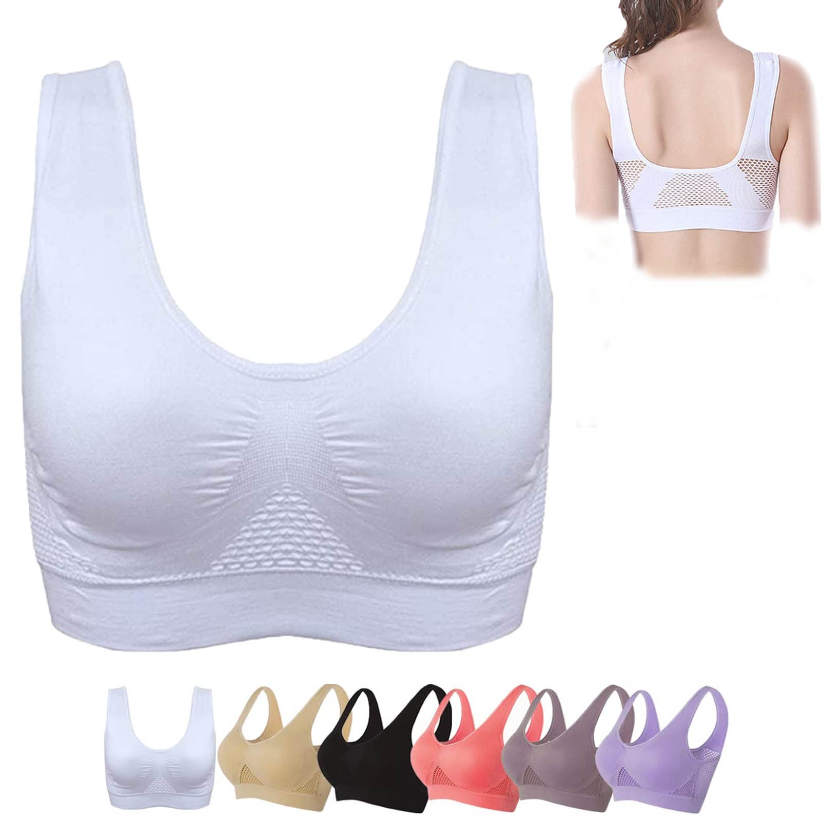 Breathable Cool Lift Up Air Bra for Women - Seamless Air Permeable Cooling Comfort Bra with InstaCool Technology (Medium, White) | Perfect for Yoga, Gym Workouts & Summer Activities